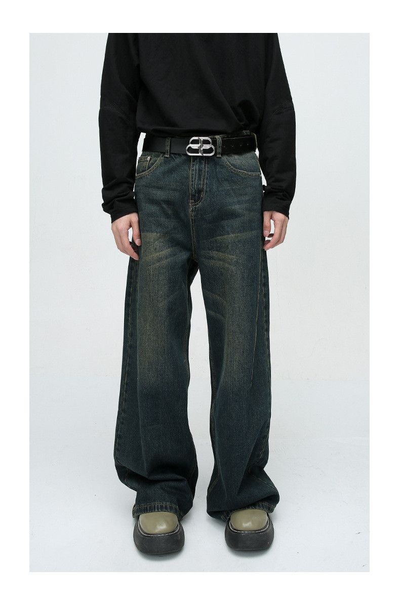 Vintage American retro washed straight leg distressed jeans Size US 32 / EU 48 - 1 Thumbnail
