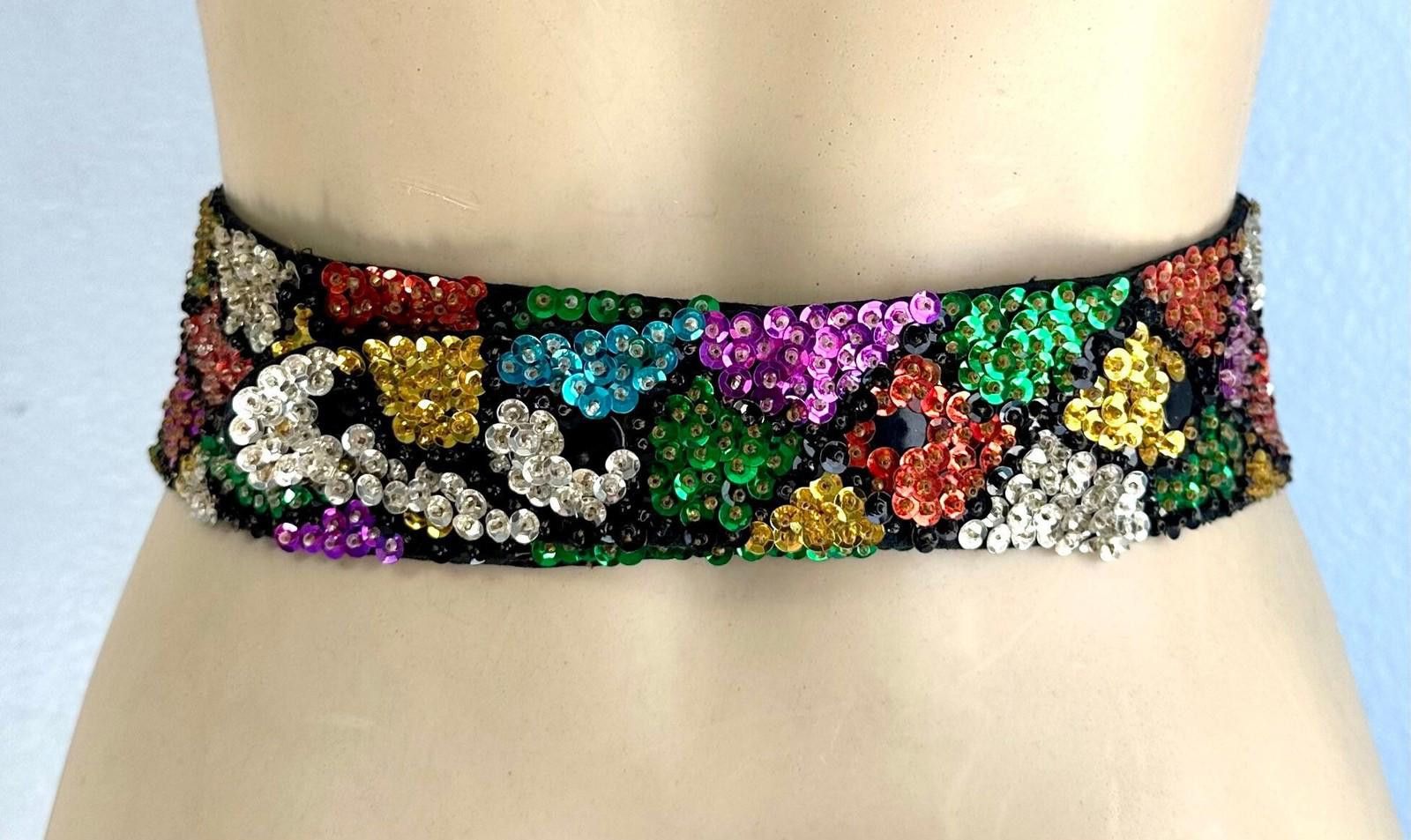 Designer Sequin Cummerbund Fashion Belt Mosaic Shell Size ONE SIZE - 2 Thumbnail