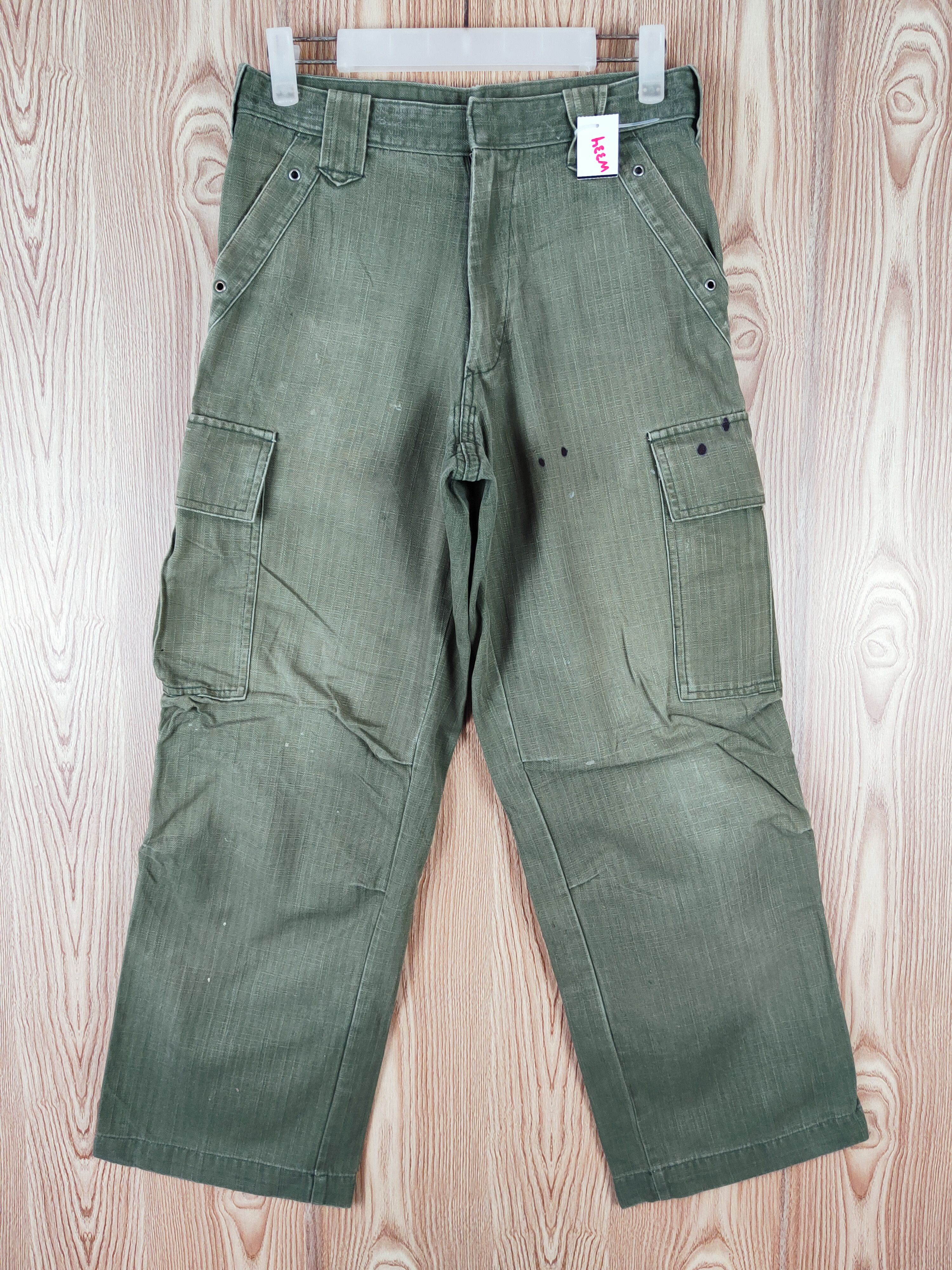 Japanese Brand Tora Green Faded Multipocket Tactical Cargo Pants #W334 Size US 28 / EU 44 - 1 Thumbnail
