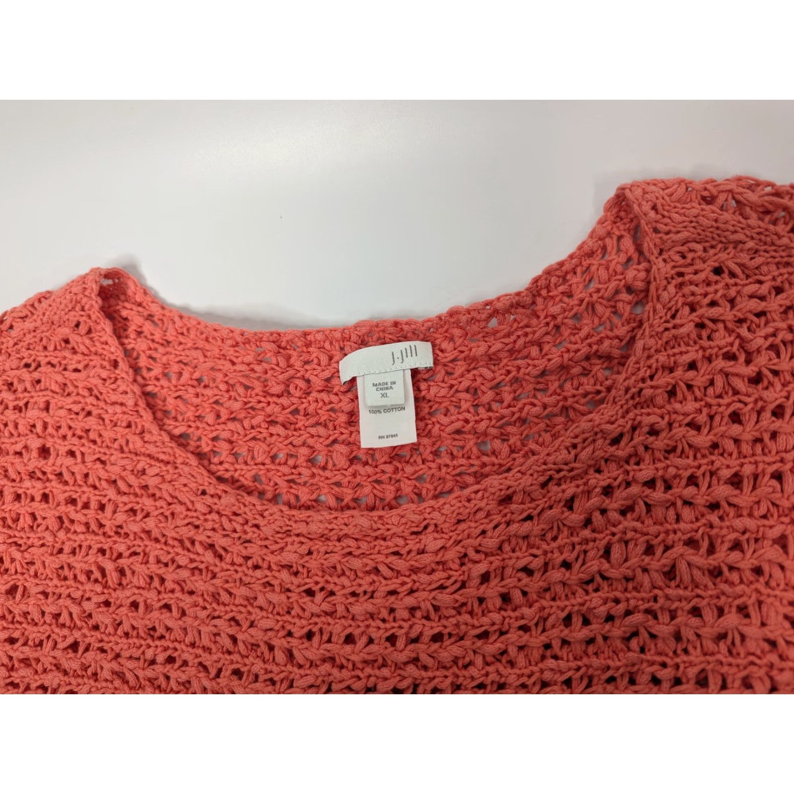 J. Jill J Jill Chunky-Knit Sweater 3/4 Sleeve Tunic XL Pink Coral Boho Bohemian Casual Shirt Womens Size XL / US 12-14 / IT 48-50 - 7 Thumbnail
