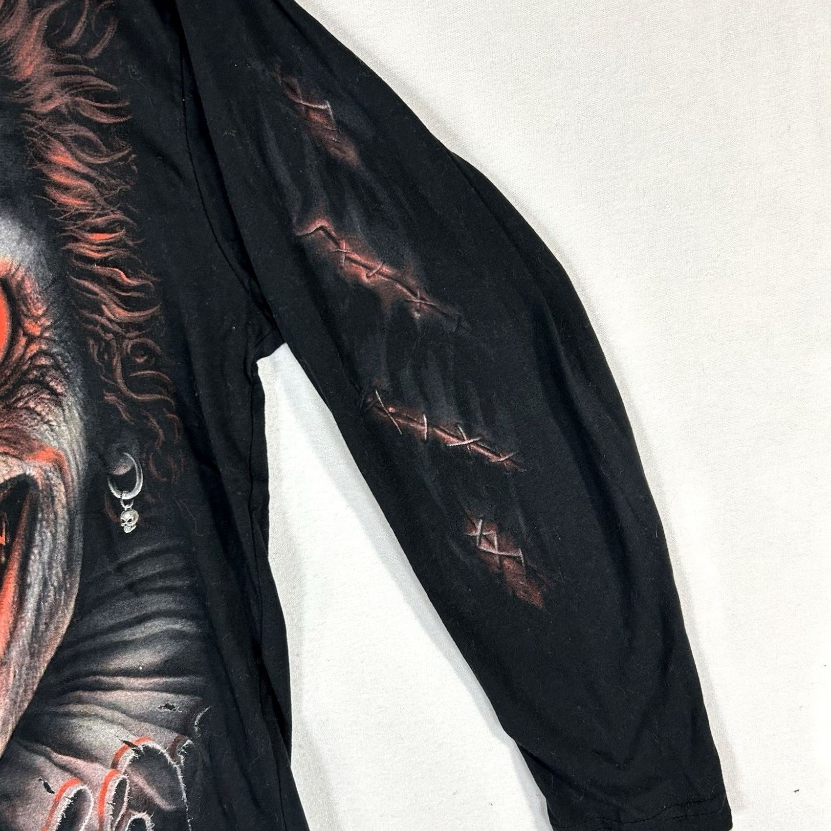 Vintage Spiral Graphic Shirt Men’s L Double-Sided Clown Flame Biker Tee Y2K Col black Shirt Mens Large Graphic Print Long Sleeve 2010-2019 Size US L / EU 52-54 / 3 - 5 Thumbnail