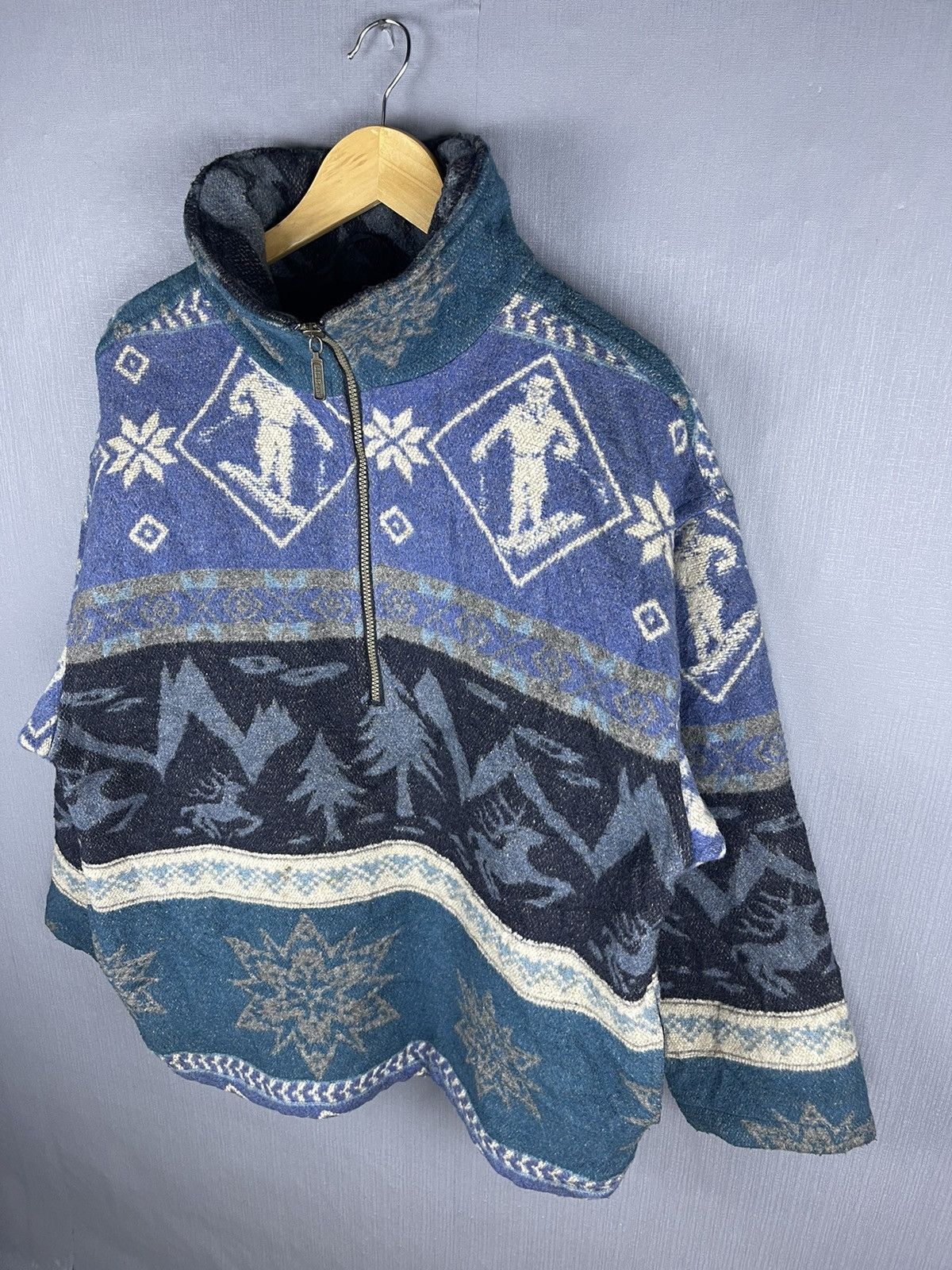 L.L. Bean × Vintage Vintage L.L Bean Portugal Full Printed Ski Motif Half Zipper Size US L / EU 52-54 / 3 - 5 Thumbnail