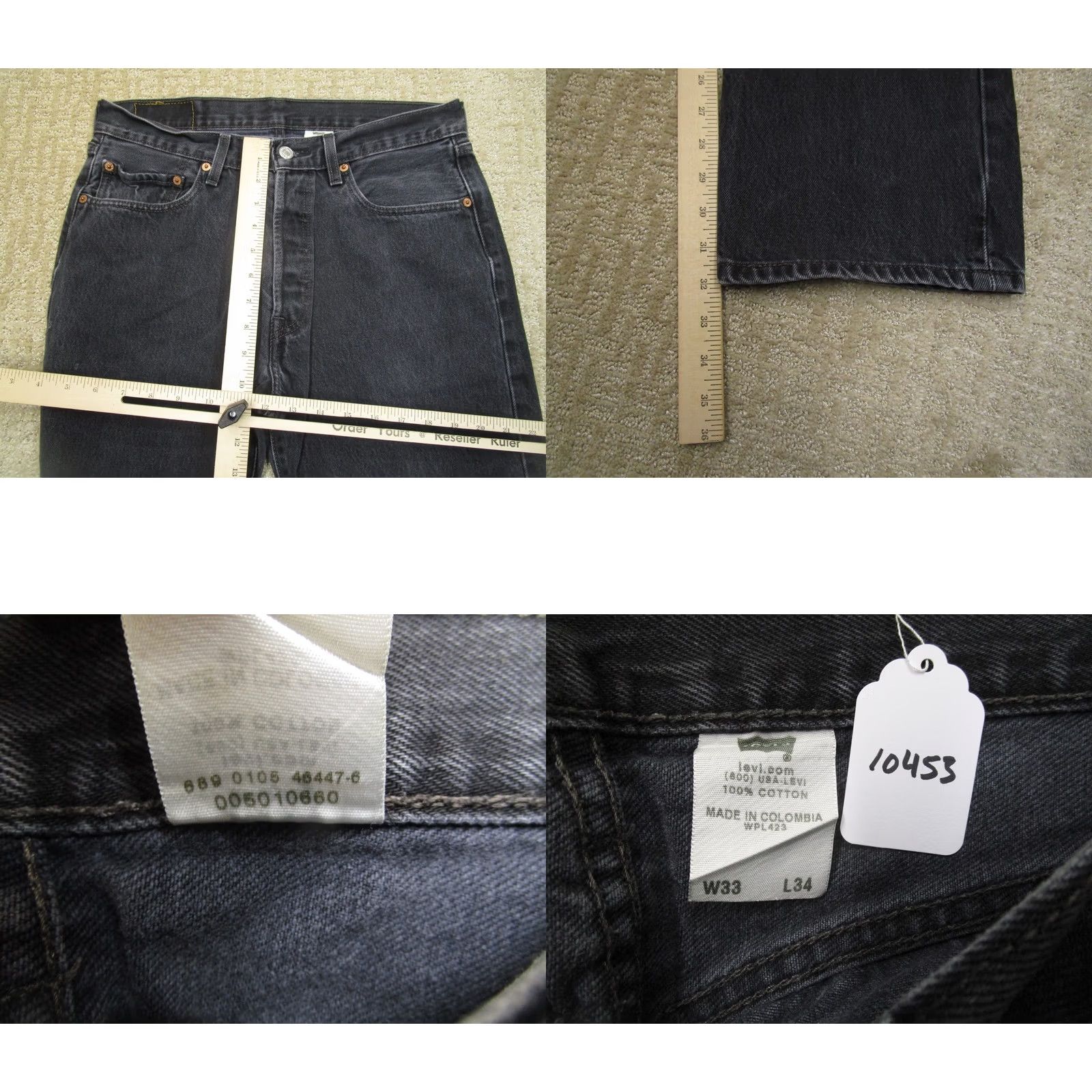 Levi's Levi's 501 Original Fit Jeans Men 33x34 Black Button Fly Distressed Vintage 90s Y2K Rock Logo Finishes Size US 33 - 8 Thumbnail