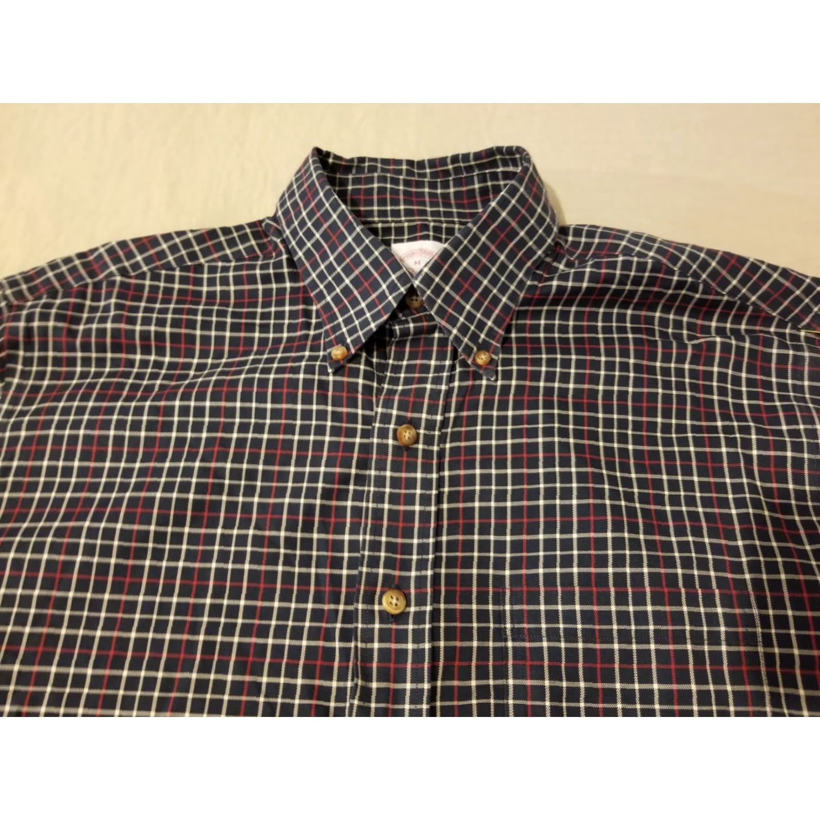 Brooks Brothers Brooks Brothers Mens Dress Shirt M Medium Black Button Cotton Size 40R - 2 Thumbnail