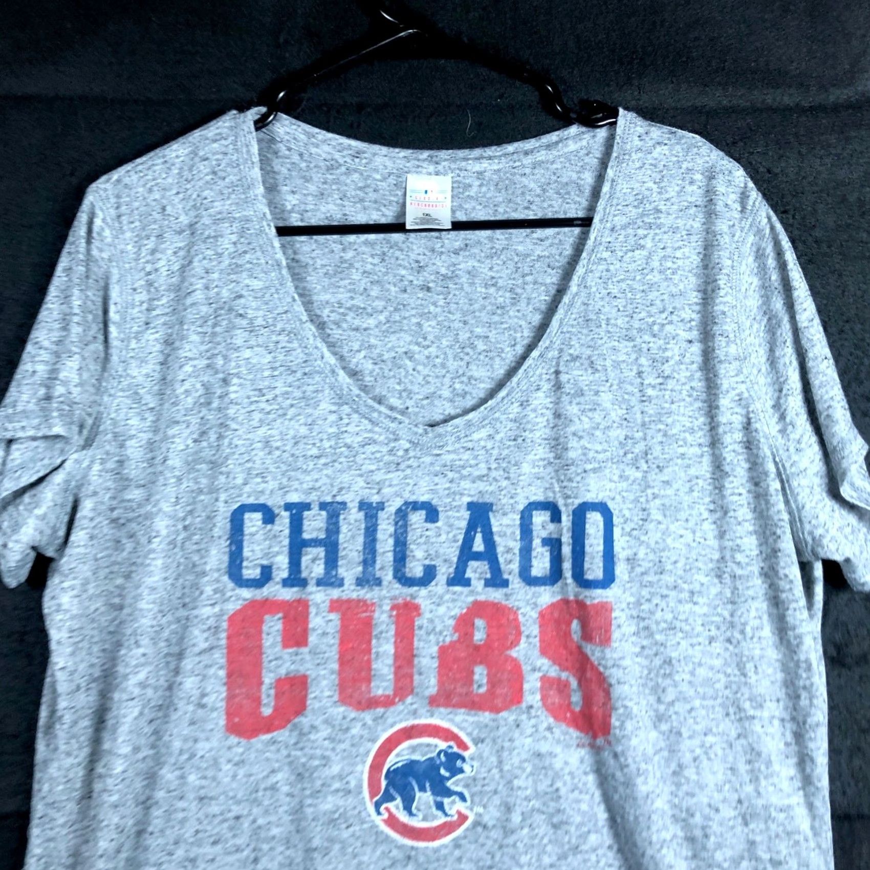 Vintage Genuine Merchandise Womens Shirt Gray V Neck Chicago Cubs Linen Blend 1X Size XL / US 12-14 / IT 48-50 - 2 Thumbnail