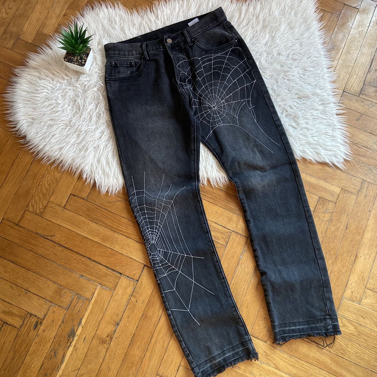 MNML 📌 Crazy MNML Spider Web Y2K Denim Jeans Size US 32 / EU 48 - 4 Thumbnail