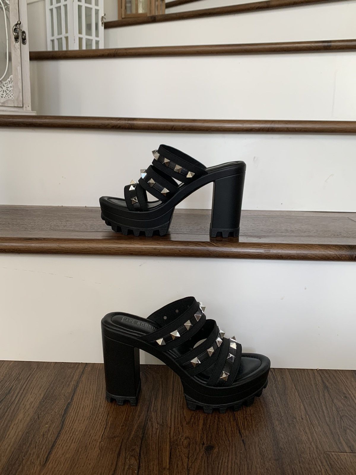 Other Black Studded Platform Heels Size US 8 / IT 38 - 4 Thumbnail