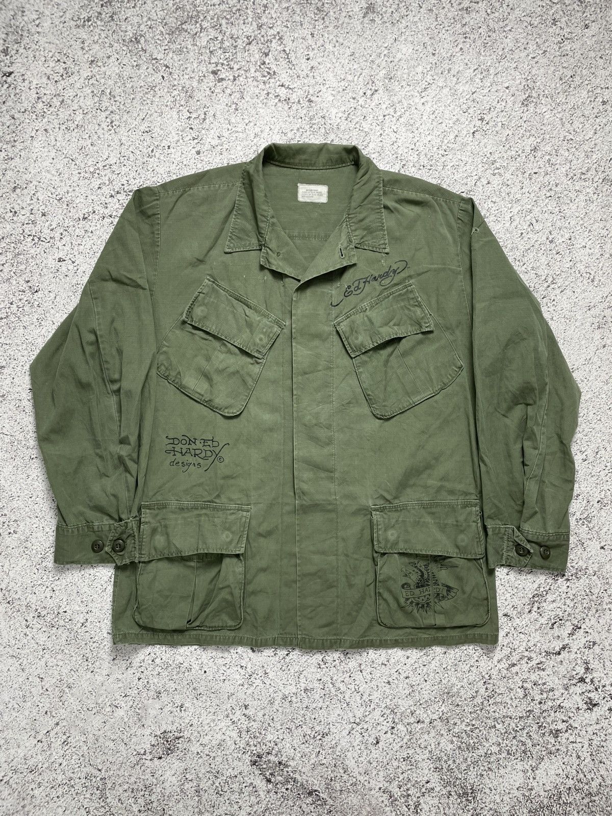 Ed Hardy Vintage US Army Ed Hardy Military Jungle Fatigue Jacket Size US M / EU 48-50 / 2 - 1 Thumbnail