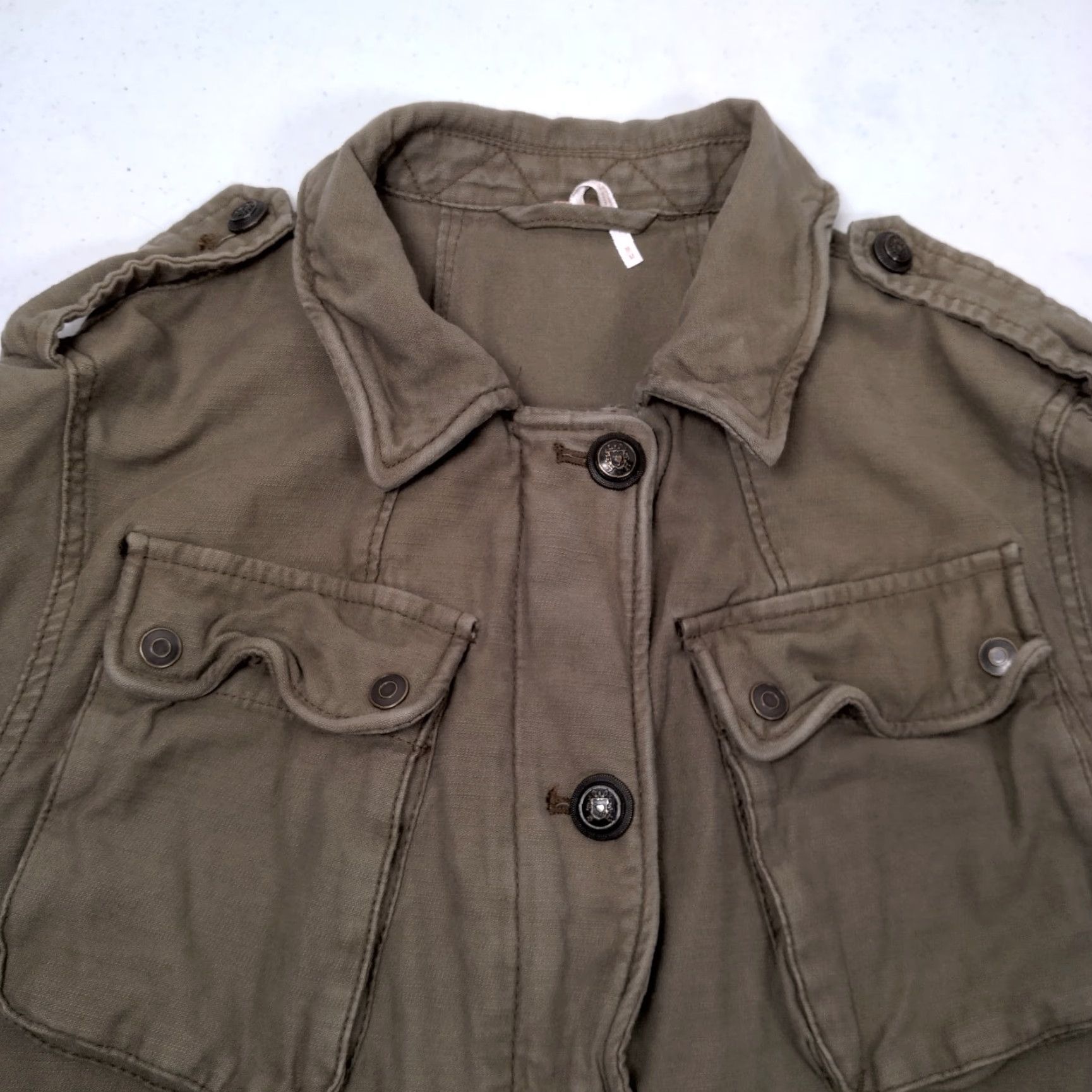 Free People VINTAGE Free People Military Jacket Women Medium Army Green Utility Coat Fall Spring Summer Winter Size M / US 6-8 / IT 42-44 - 6 Thumbnail