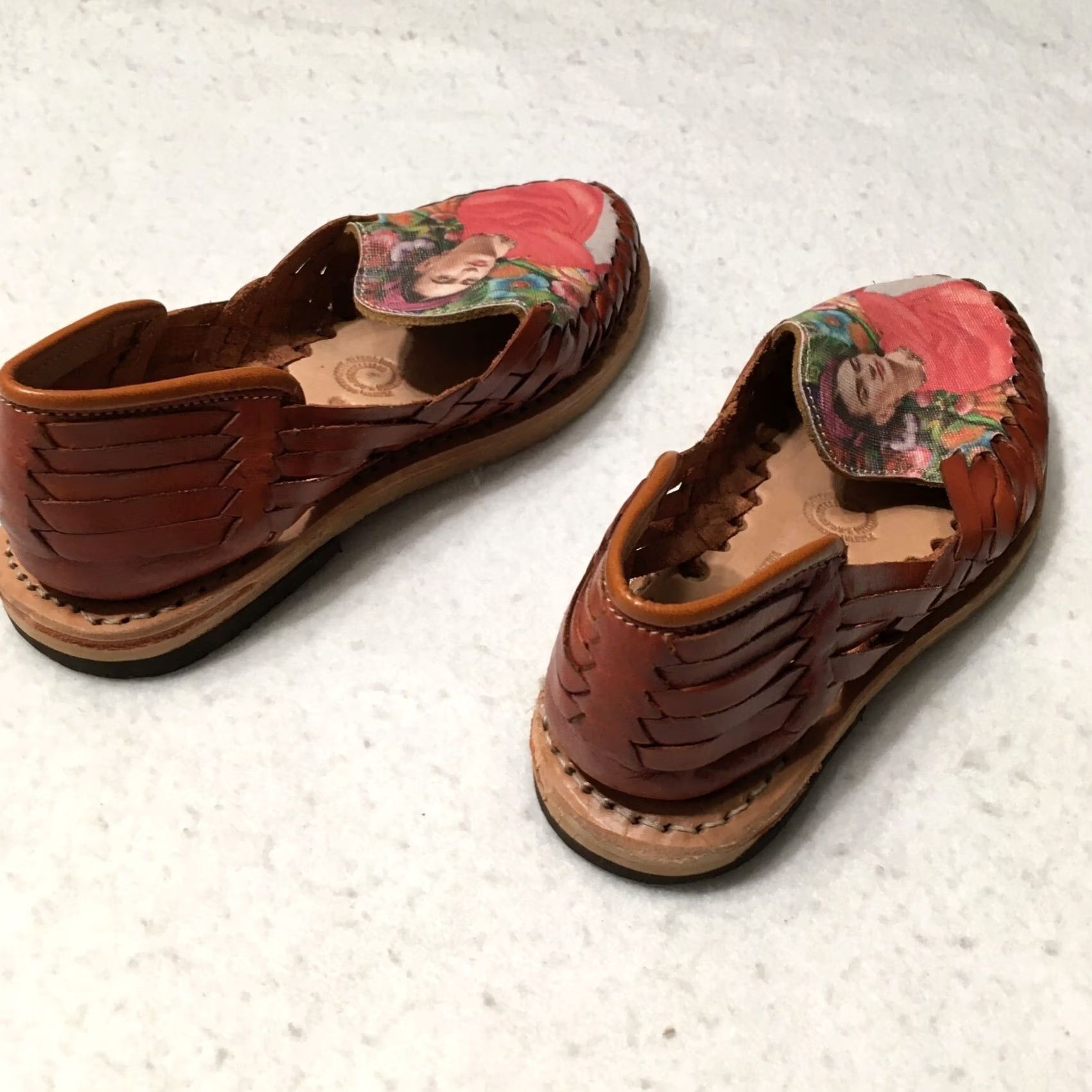 CLOSED frutos Huarache Sandal Womens Red/Tan graphic toe sz 2 CLOSED TOE Slip On Leather Casual Size US 4.5 / IT 34.5 - 4 Thumbnail