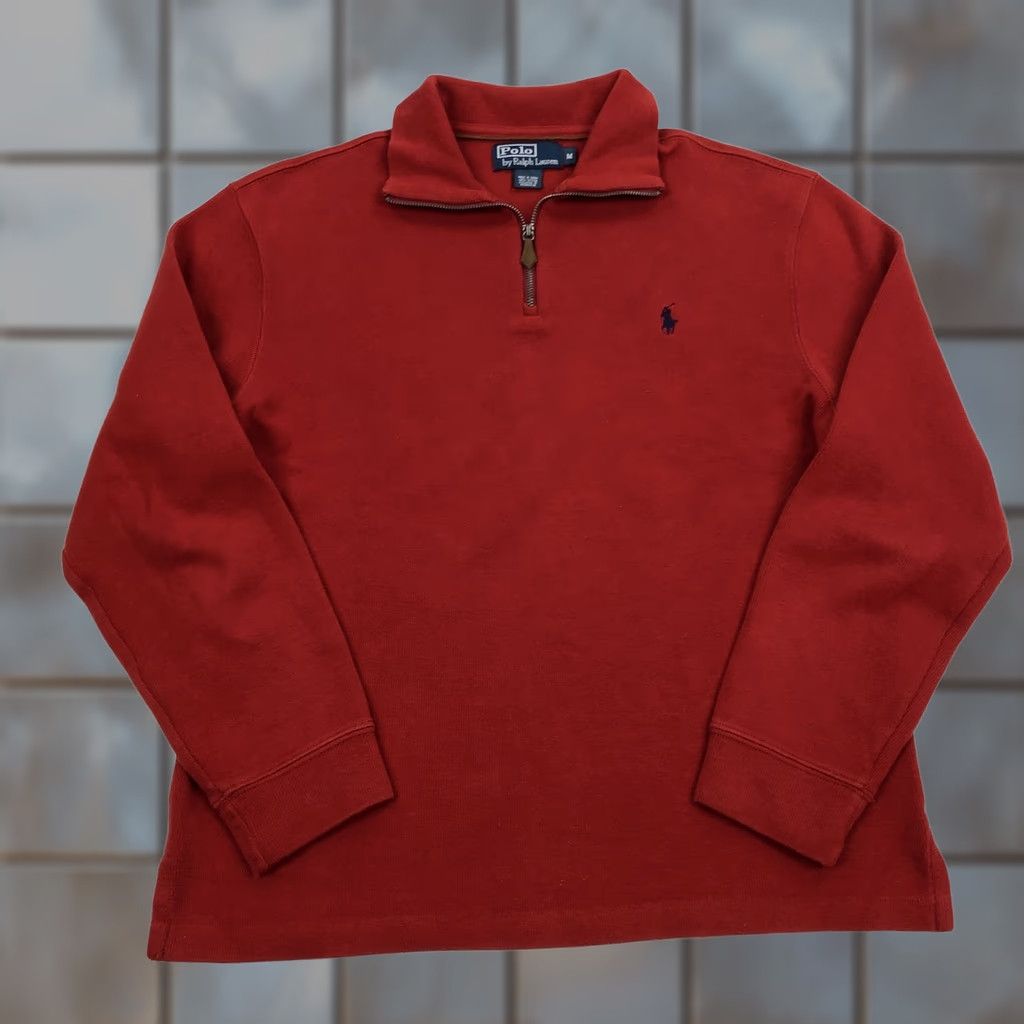 Polo Ralph Lauren Polo Ralph Lauren Men Red 1/4 Zip Pullover Sweater Cotton Size M Medium Size US M / EU 48-50 / 2 - 1 Thumbnail