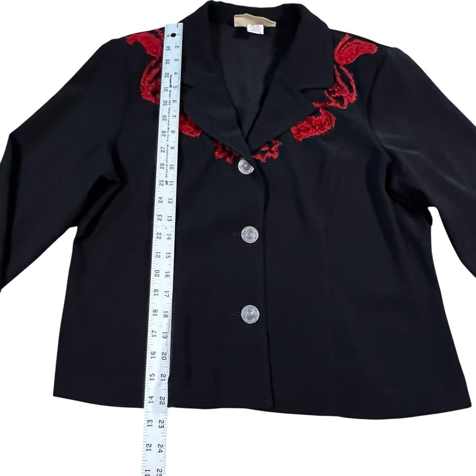 Other New Frontier Western Crop Black Blazer Red Floral Size Large Size M / US 6-8 / IT 42-44 - 6 Thumbnail