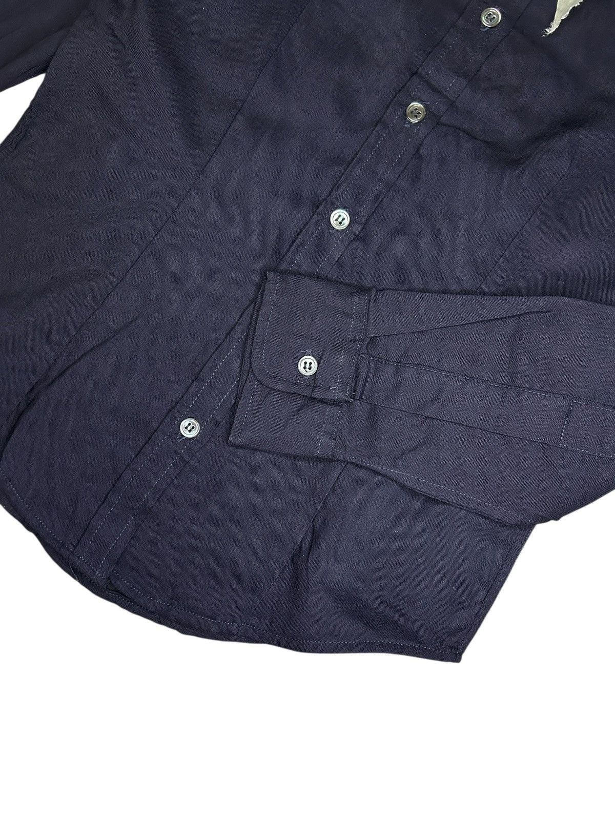 Paul Harnden Shoemakers Navy Wool Button Up Shirt Size S / US 4 / IT 40 - 3 Thumbnail