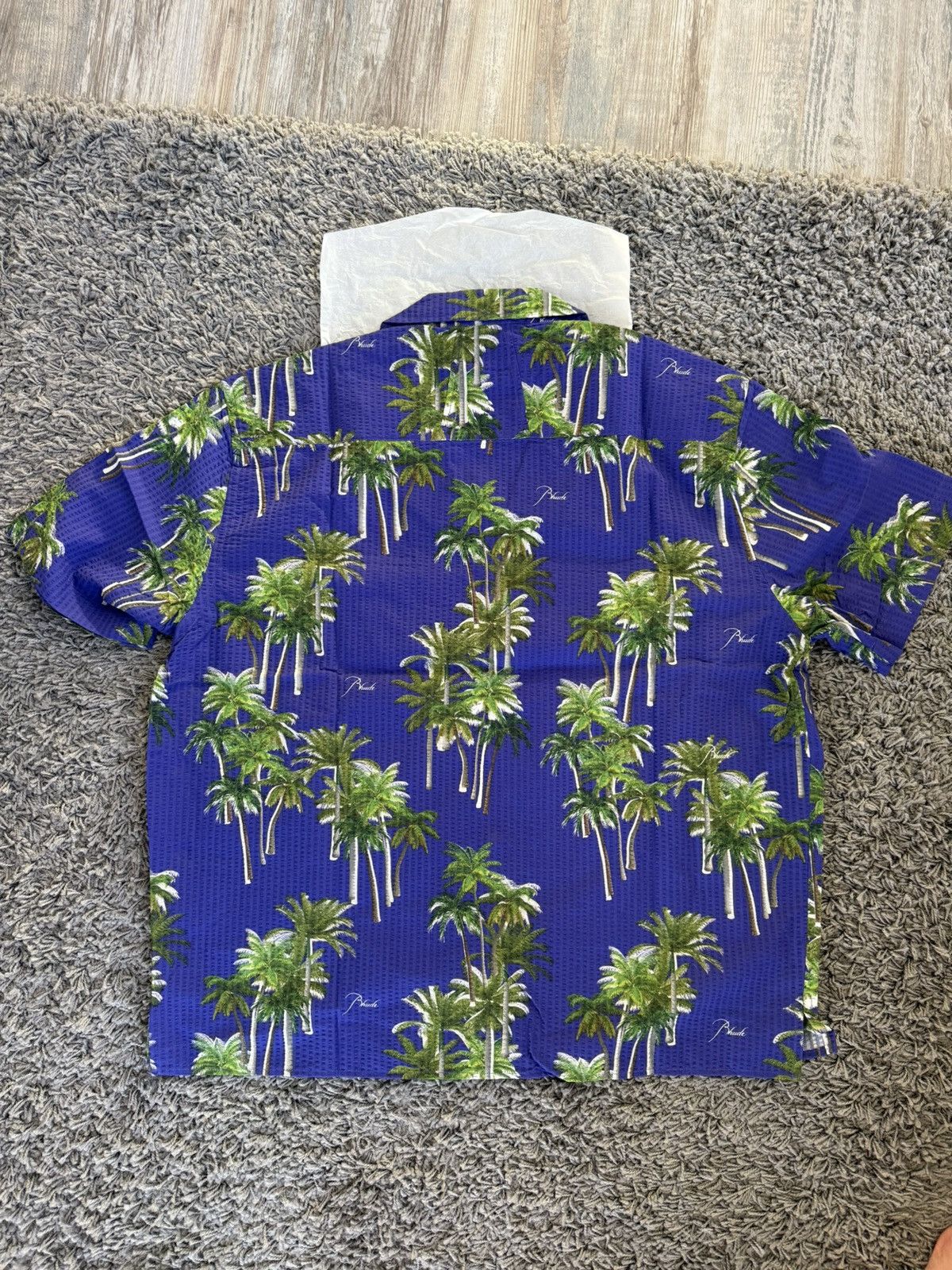 Rhude RHUDE SEARSUCKER HAWAIIAN BLUE/GREEN BUTTON-UP SHIRT Size L Size US L / EU 52-54 / 3 - 7 Thumbnail