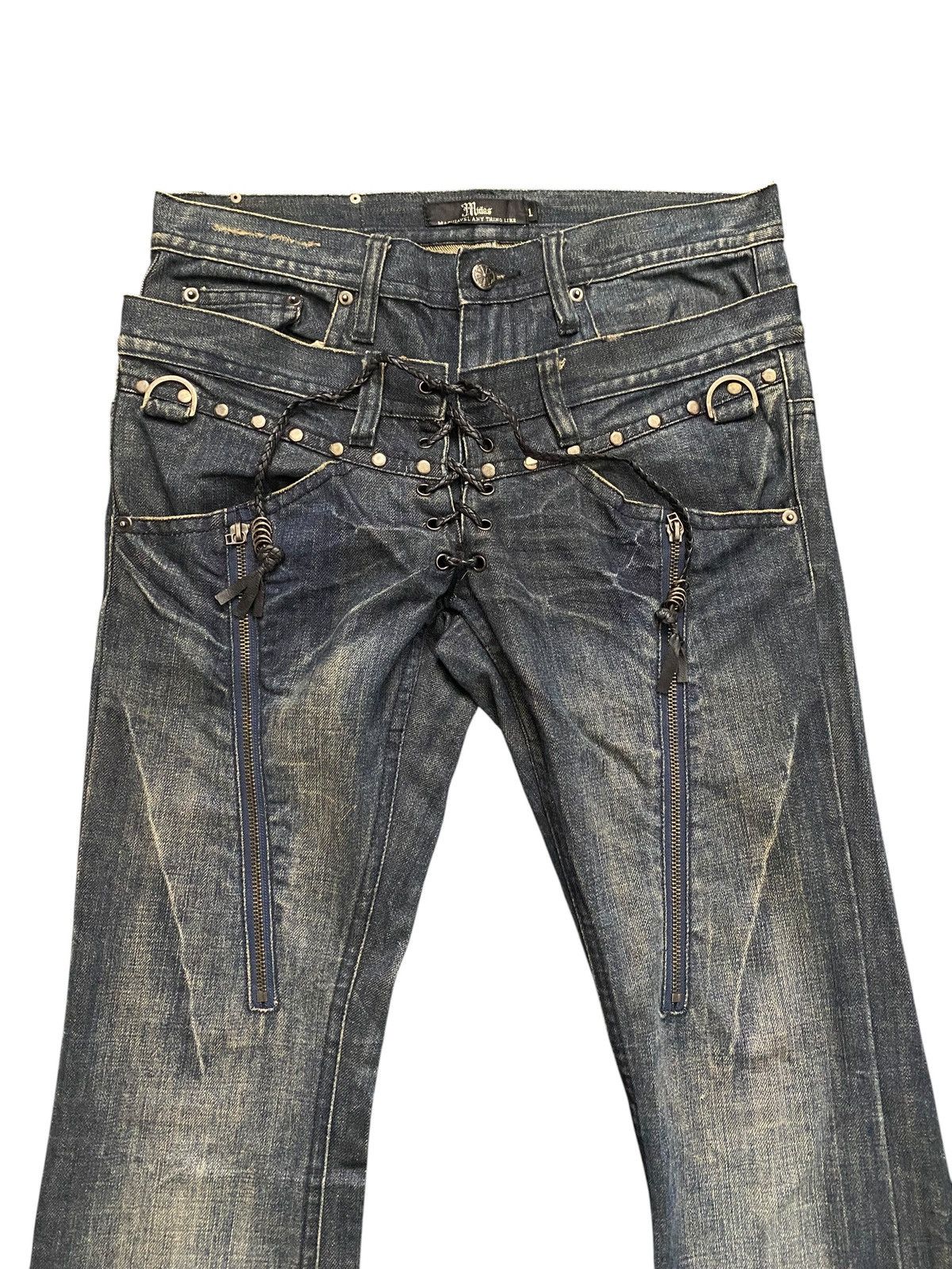 If Six Was Nine Midas Double Waist Lace Flared Denim Size US 30 / EU 46 - 1 Thumbnail