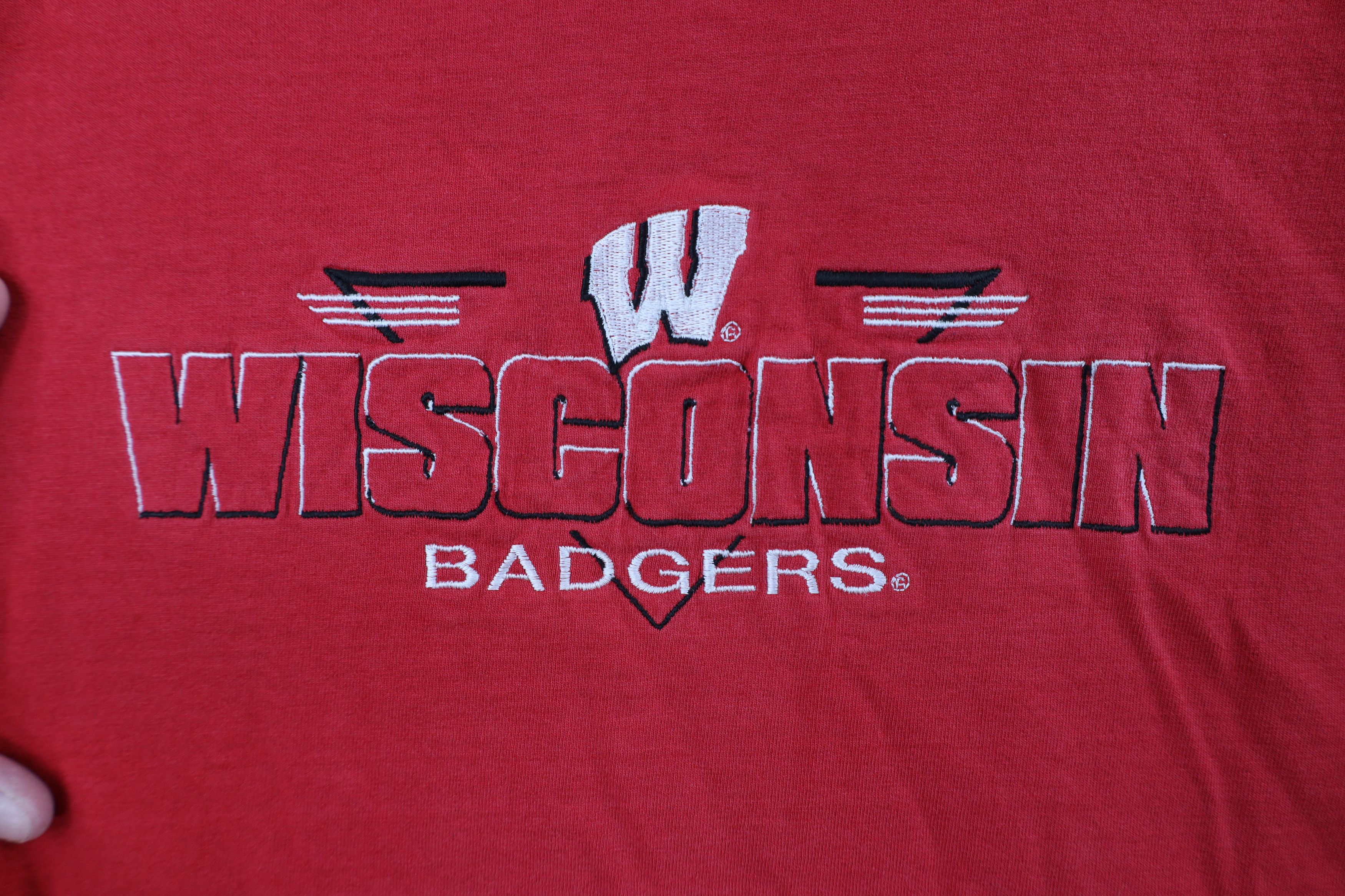 Vintage Vintage 90s Spell Out University of Wisconsin T-Shirt Red Size US XXL / EU 58 / 5 - 4 Thumbnail