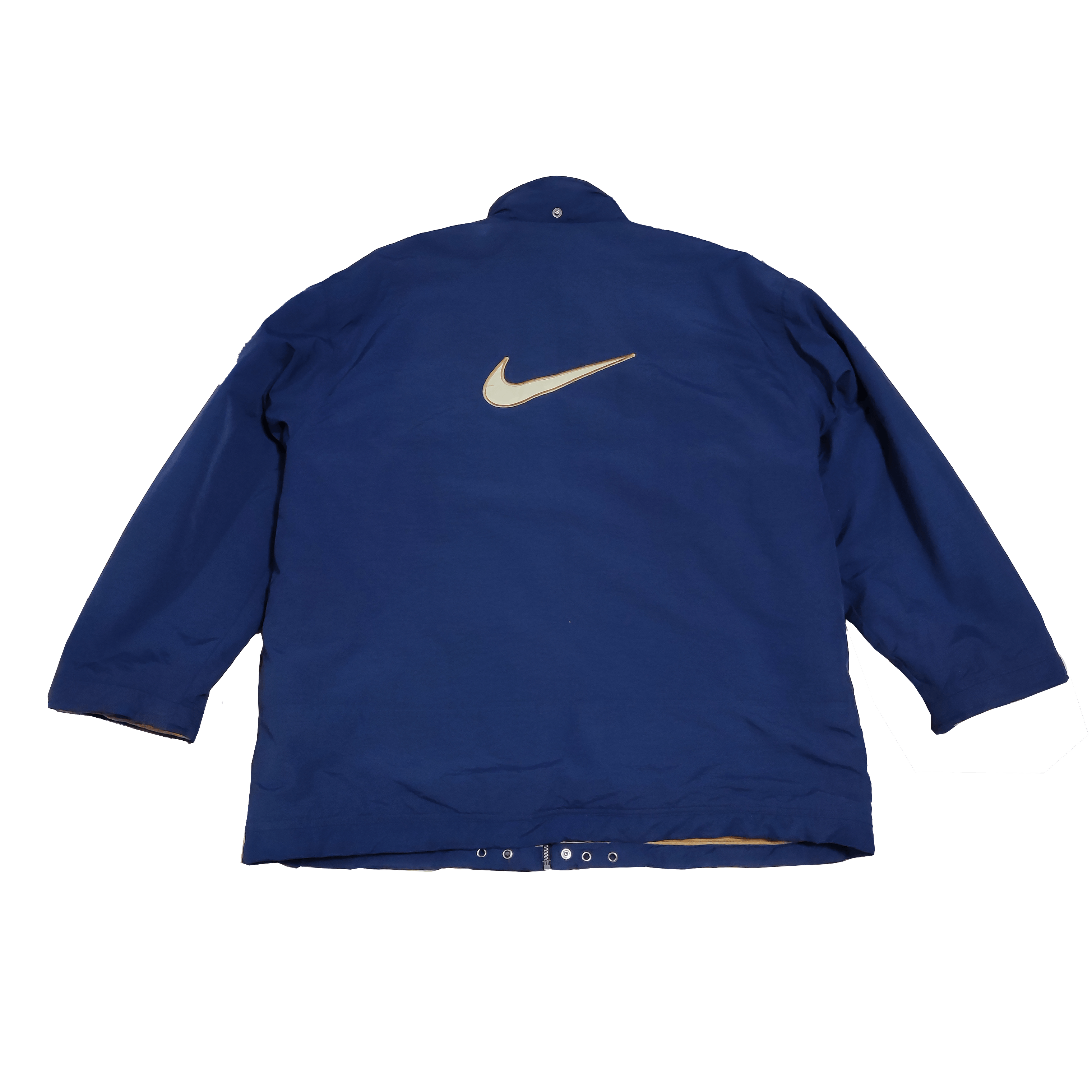 Nike × Vintage 90s Vintage Nike Big Swoosh Logo Denim Jacket Rare Size XL Size US XL / EU 56 / 4 - 10 Thumbnail