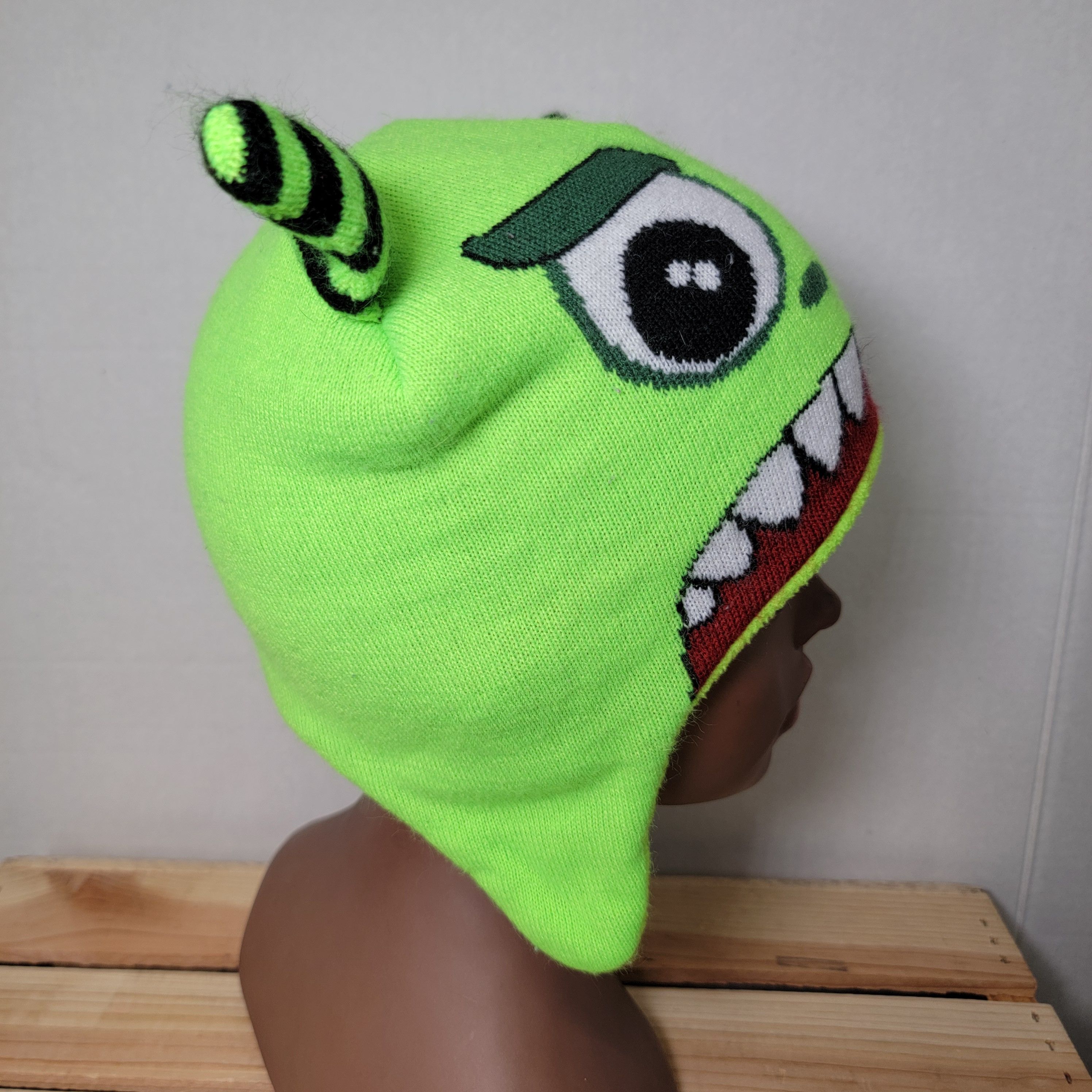 Japanese Brand Green Knit Monster Beanie w/ Horns - Size OSFM Size ONE SIZE - 5 Thumbnail