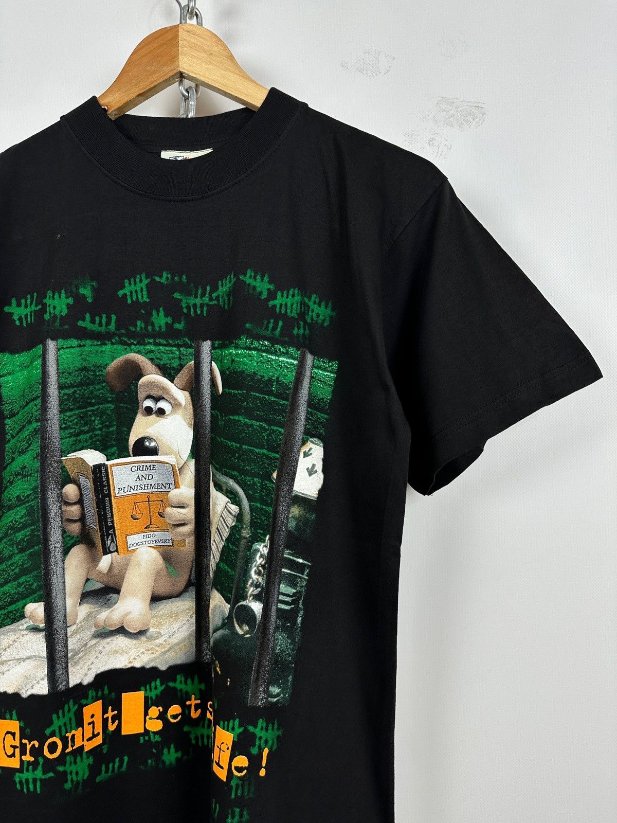 Cartoon Network 1989 Vintage Wallace & Gromit Gets Life Black T-Shirt Size US M / EU 48-50 / 2 - 7 Thumbnail