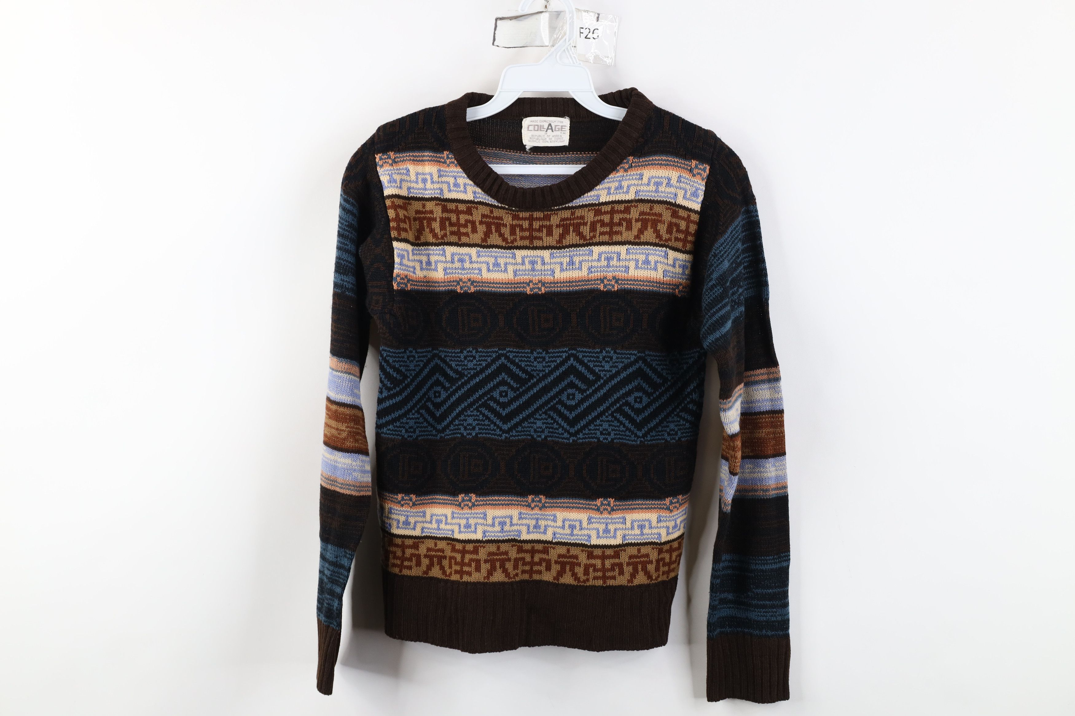 Vintage Vintage 70s Streetwear Fair Isle Crewneck Sweater Earth Tone Size XS / US 0-2 / IT 36-38 - 1 Thumbnail
