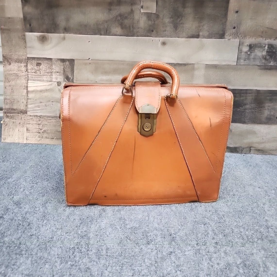 Document VINTAGE Rexbilt Briefcase Brown Leather Business Accessory Document Bag USA Men Women Unisex 1950s Size ONE SIZE - 2 Thumbnail