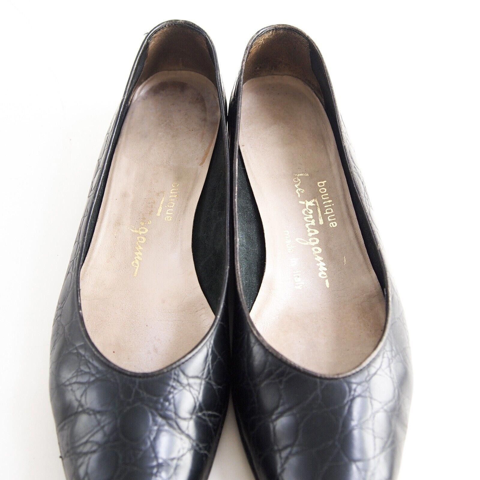 Salvatore Ferragamo Ferragamo Crocodile Flats Black Alligator EU 36 US 6 C Size US 6 / IT 36 - 5 Thumbnail