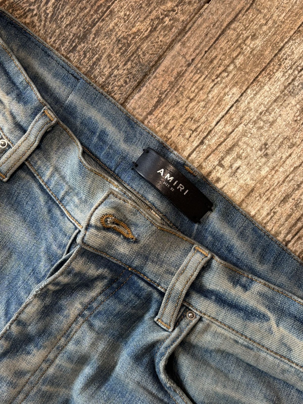 Amiri Lightwash Pajama Patch Distressed Jeans Size US 32 / EU 48 - 3 Thumbnail
