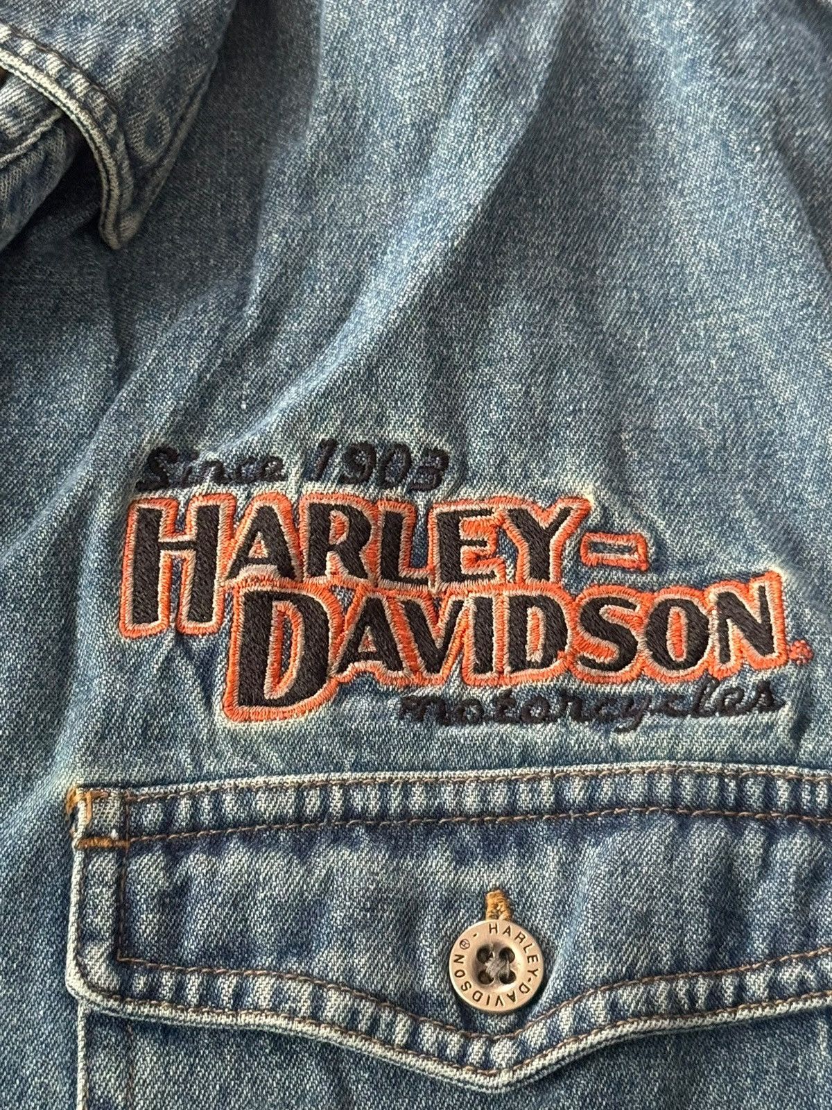 Harley Davidson Harley Davidson USA Vintage Button Up Denim Vest Large Size US L / EU 52-54 / 3 - 6 Thumbnail