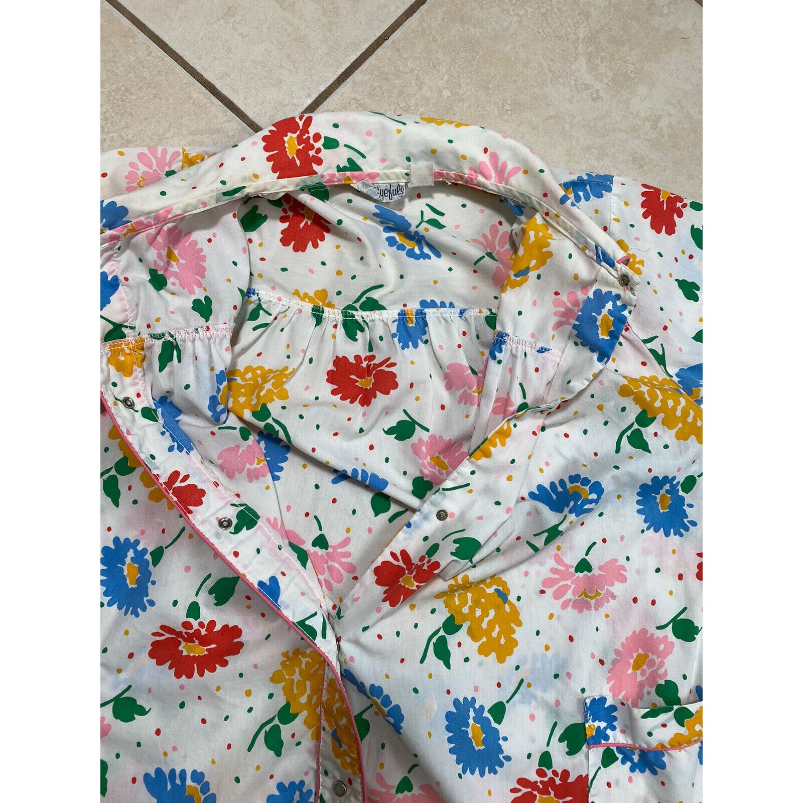 Other VTG Eyefuls Nightgown Mumu Multicolor Floral MOD Pearl Snap Size M / US 6-8 / IT 42-44 - 10 Thumbnail