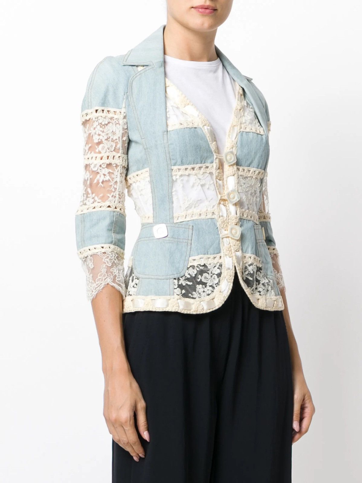 Dior Christian Dior by Galliano 2005 Lace Crochet Jacket Denim Size S / US 4 / IT 40 - 8 Thumbnail