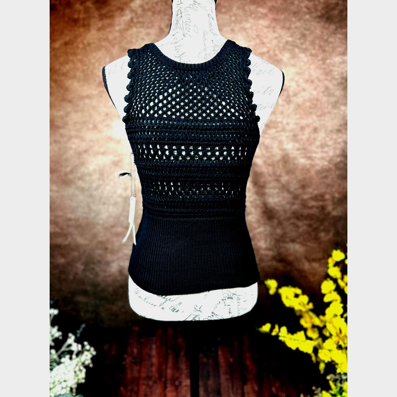 Other St Roche Crochet Semi Sheer Sleeveless Marilyn Tank Blck XS Size XS / US 0-2 / IT 36-38 - 3 Thumbnail