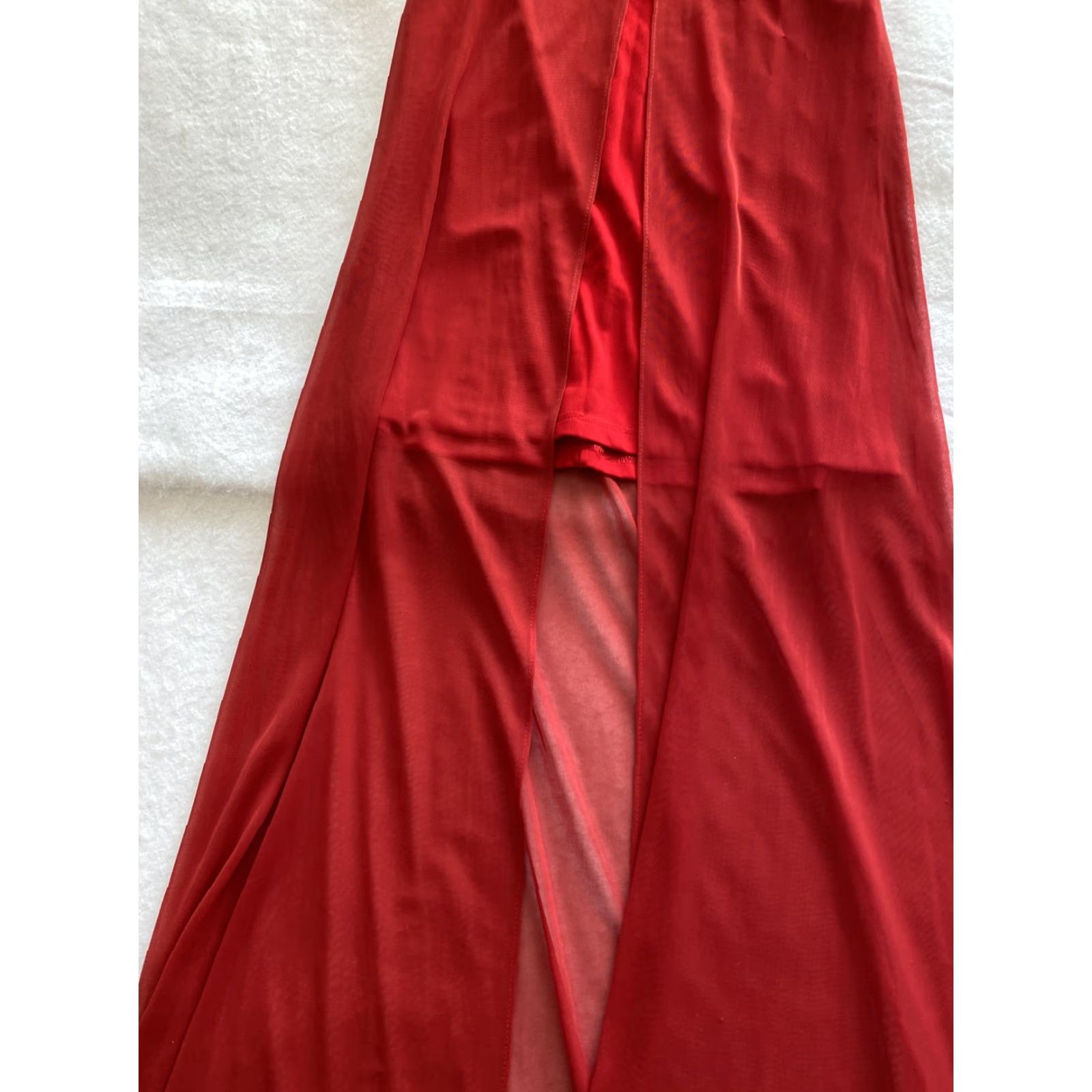 Vintage Kitty Dress Red Long Sleeve Formal Holiday Spaghetti Strap Size S Women Size S / US 4 / IT 40 - 2 Thumbnail