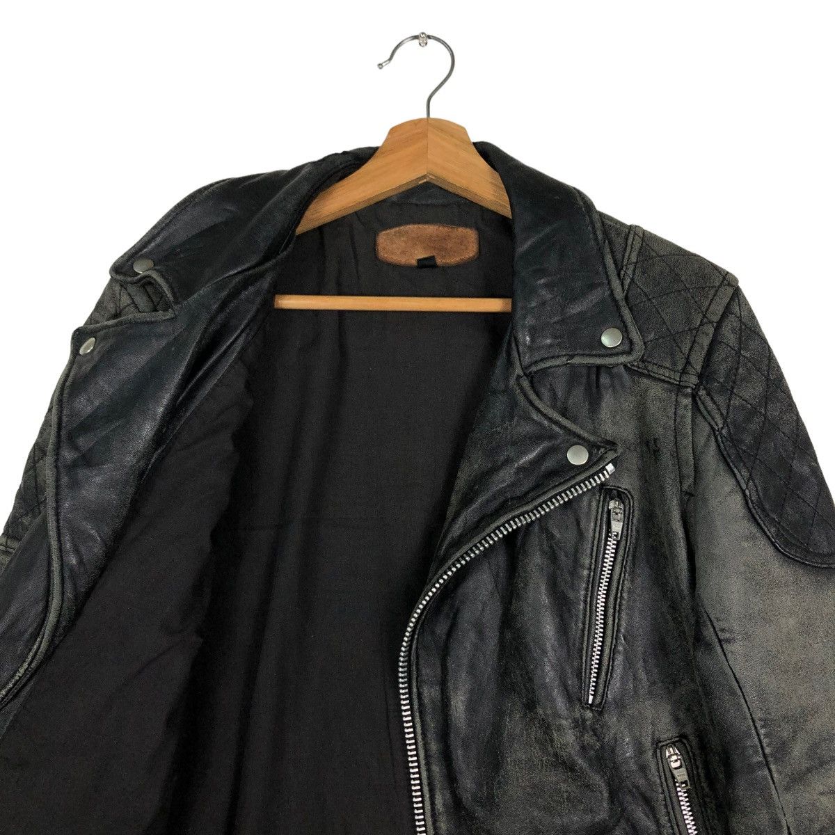 Genuine Leather 🔥VINTAGE FLY LEATHER JACKET CAFE RACER DOUBLE BREAST Size US S / EU 44-46 / 1 - 12 Thumbnail