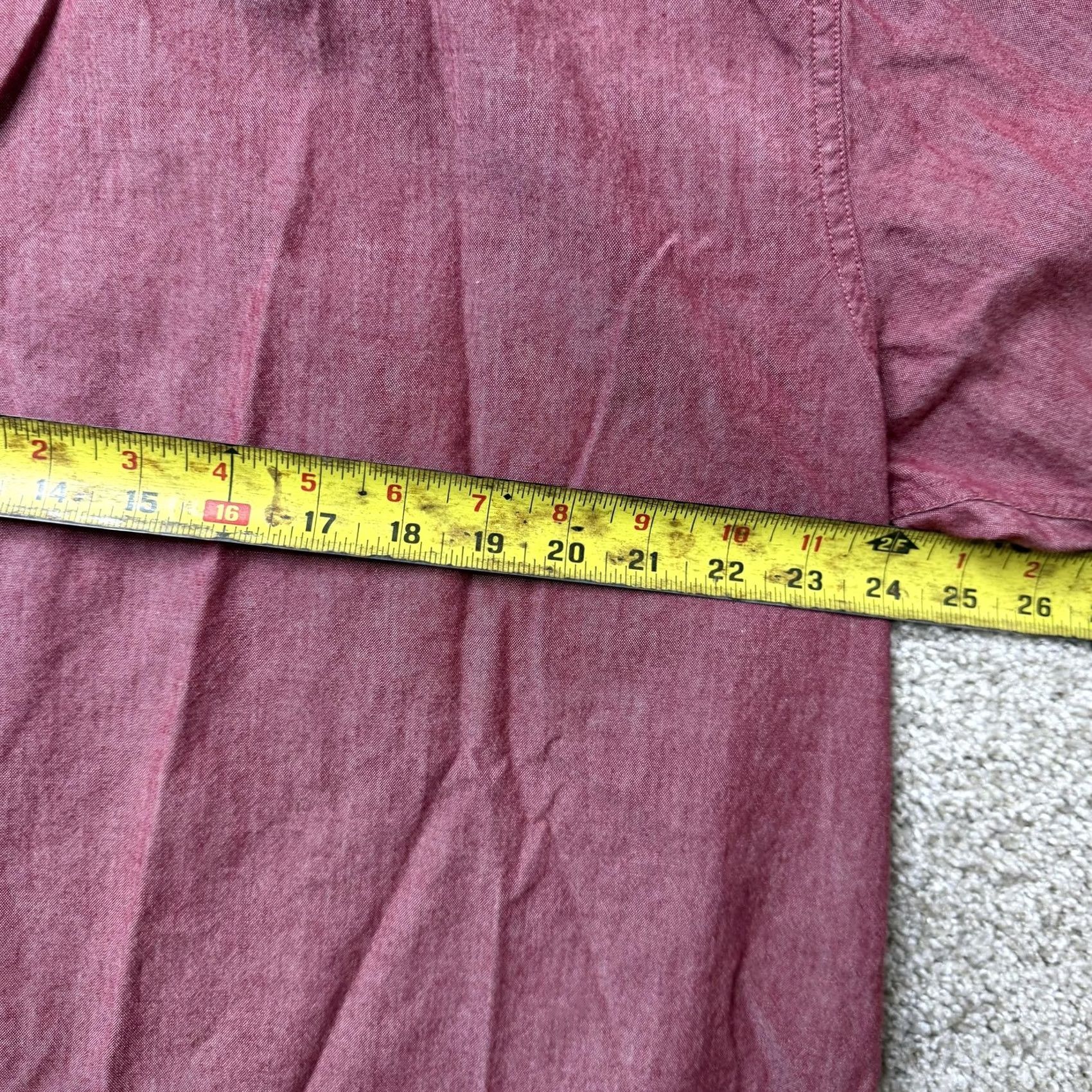 Vintage L.L. Bean Shirt Mens XL Red Solid Short Sleeve Button Up Chambray Casual Size US XL / EU 56 / 4 - 5 Thumbnail