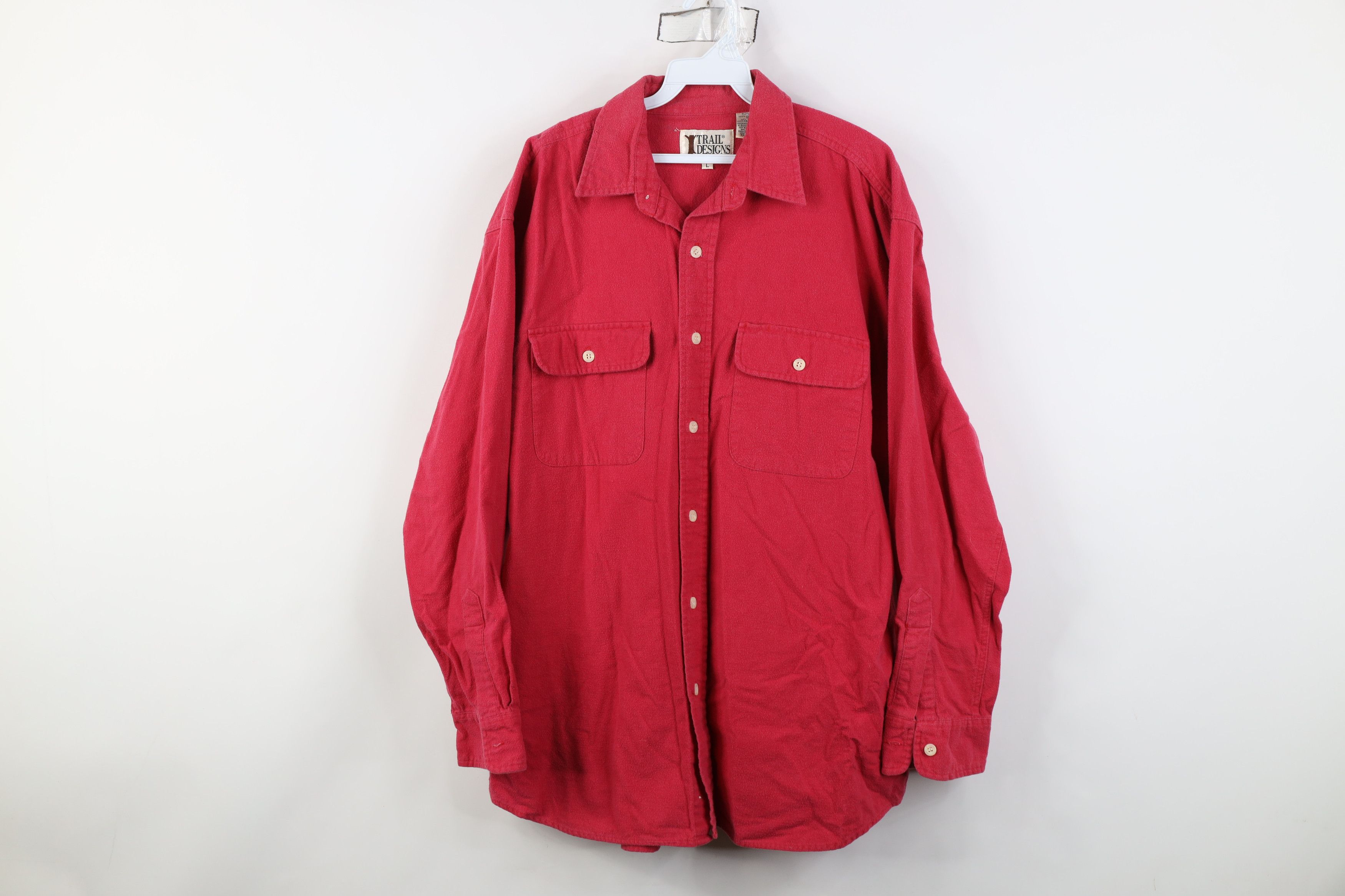 Vintage Vintage 90s Streetwear Cloth Collared Button Shirt Red Size US L / EU 52-54 / 3 - 1 Thumbnail