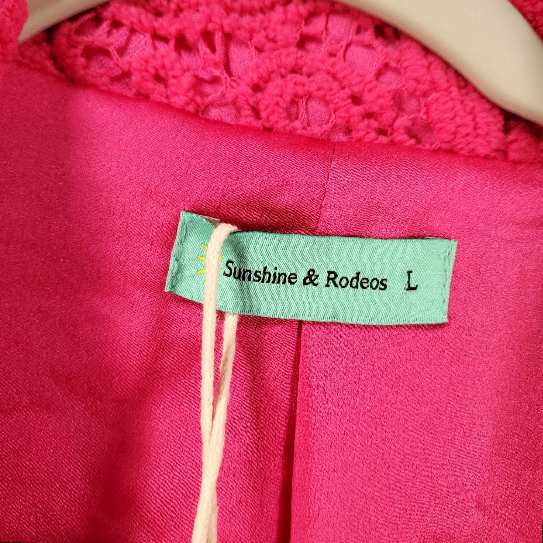 Vintage New Womens Blazer Jacket Large Hot Pink Lace Button Up Lined Single Vent Size L / US 10 / IT 46 - 7 Thumbnail