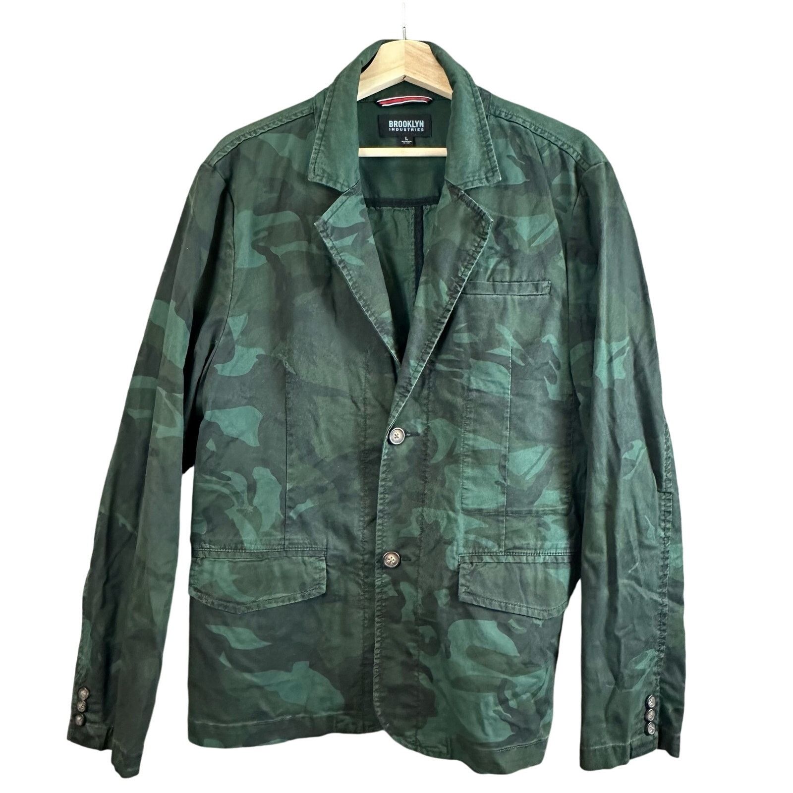 Brooklyn Industries Brooklyn Industries Green Camo Blazer Jacket L Large Cotton Size US L / EU 52-54 / 3 - 1 Thumbnail