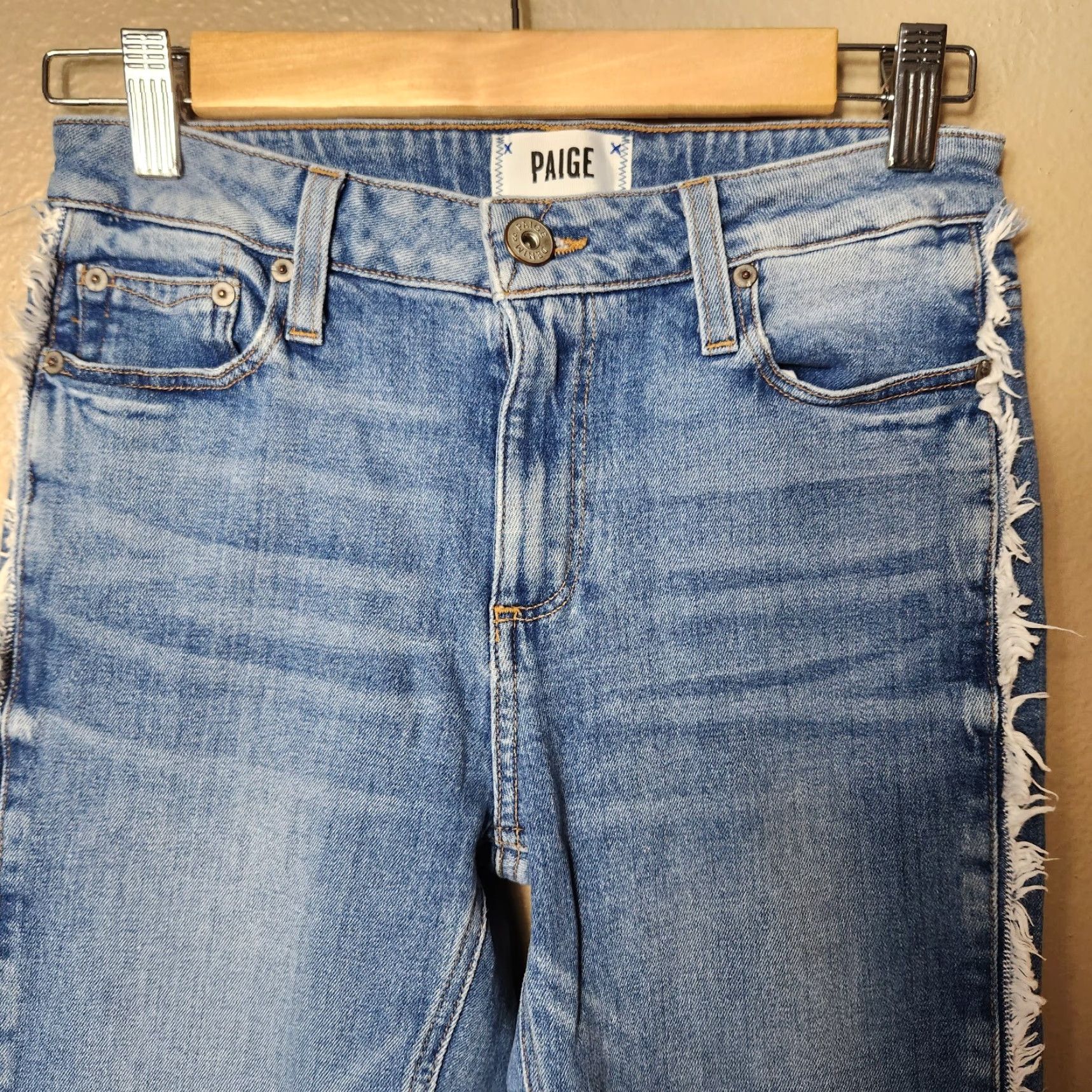Paige Paige Noella Side Fray Fringe Straight Leg Crop Jeans - Size 24 Size 42" / US 20 - 3 Thumbnail