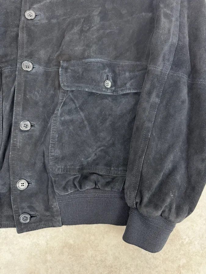 Burberry 2000s Burberry Navy Black Suede Leather Buttoned Classy Jacket Size US M / EU 48-50 / 2 - 8 Thumbnail