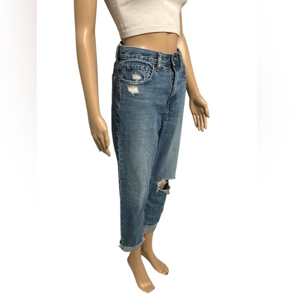 Uniqlo Uniqlo high rise dark washed tattered denim Size 24" / US 00 / IT 34 - 2 Thumbnail