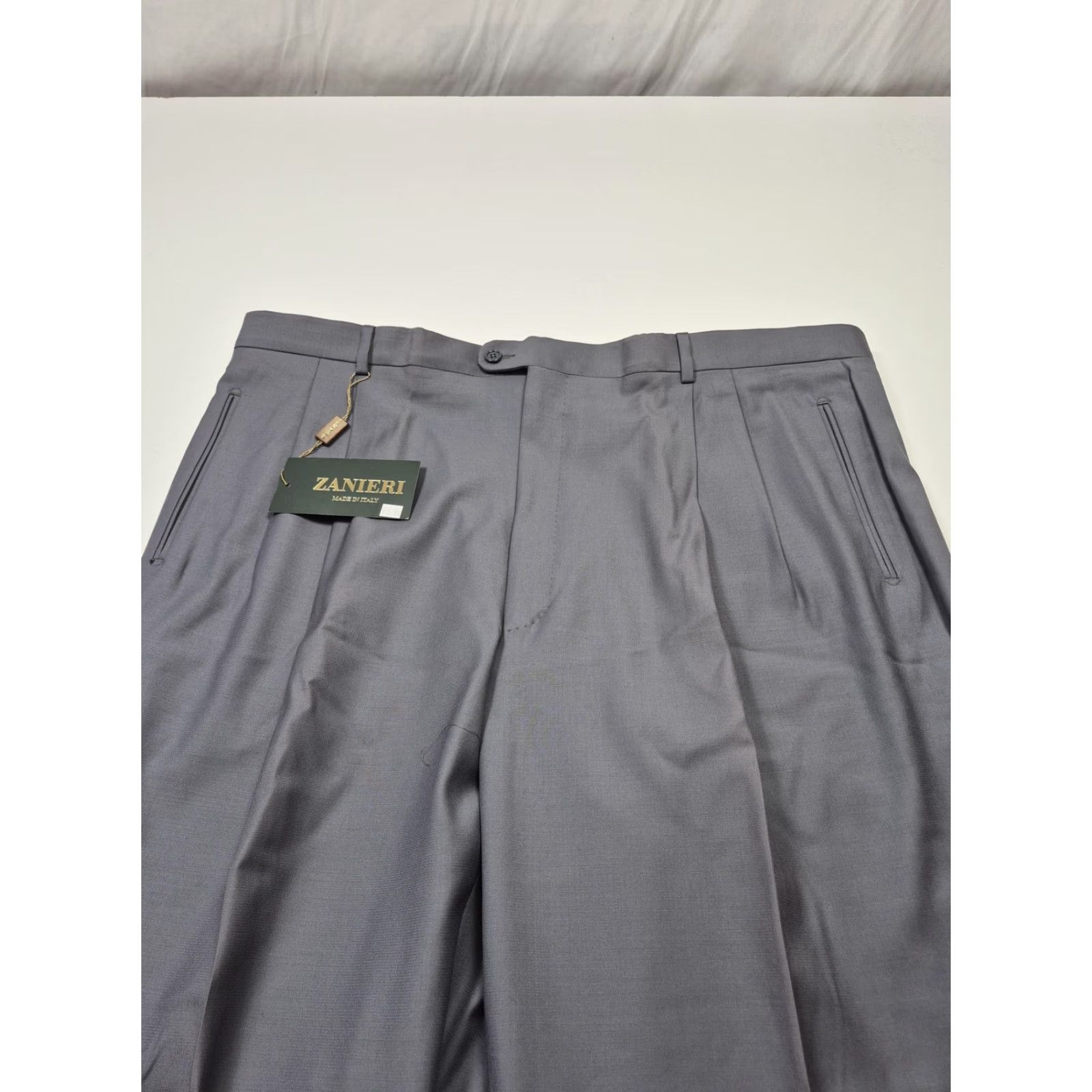 Vintage VTG Zanieri Wool Pants Mens 44x37 Gray Super 100s Pleated Italy Unhemmed NWT Size US 44 / EU 60 - 2 Thumbnail