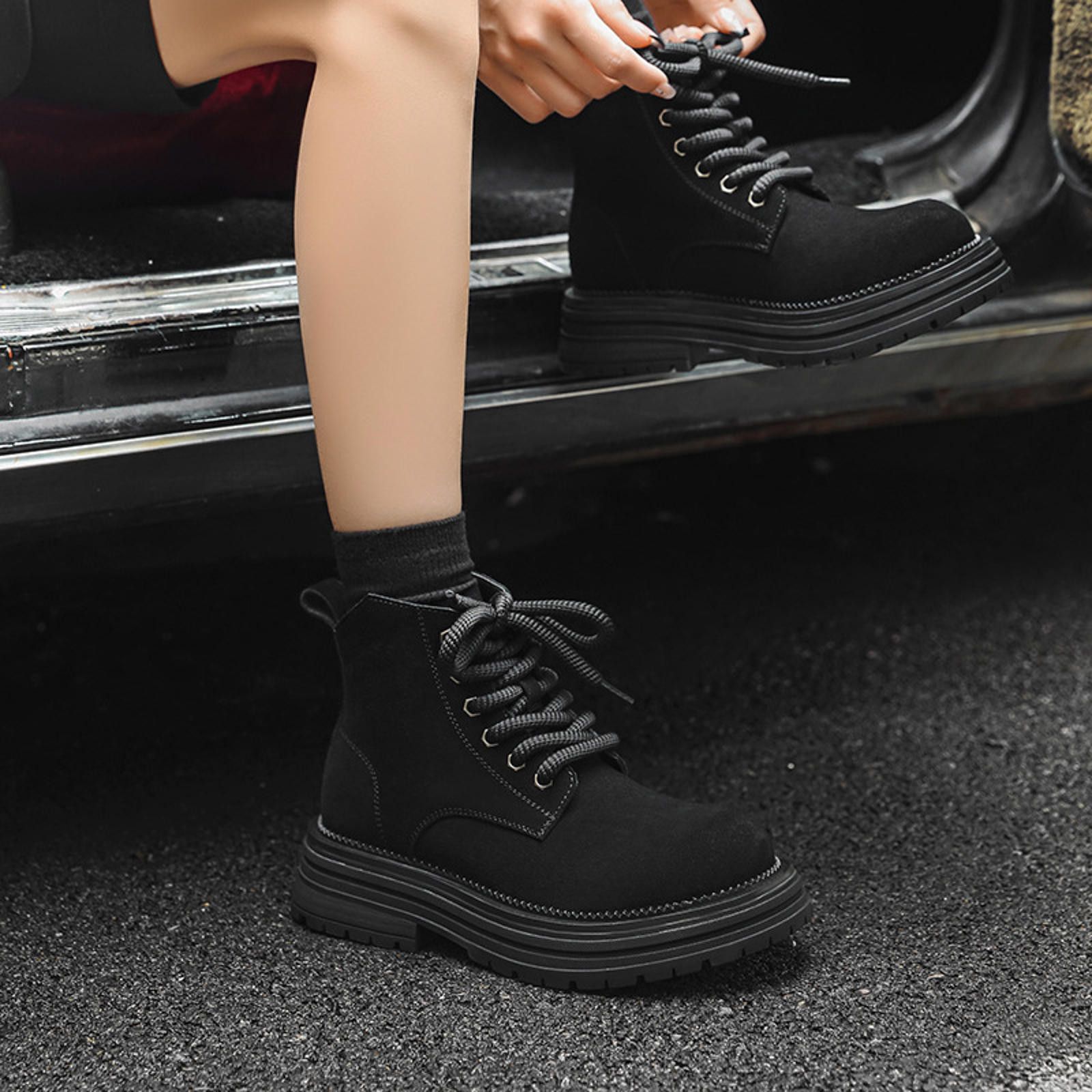 Other Stylish Black Suede Chunky Ankle Boots Size US 10 / EU 43 - 4 Thumbnail