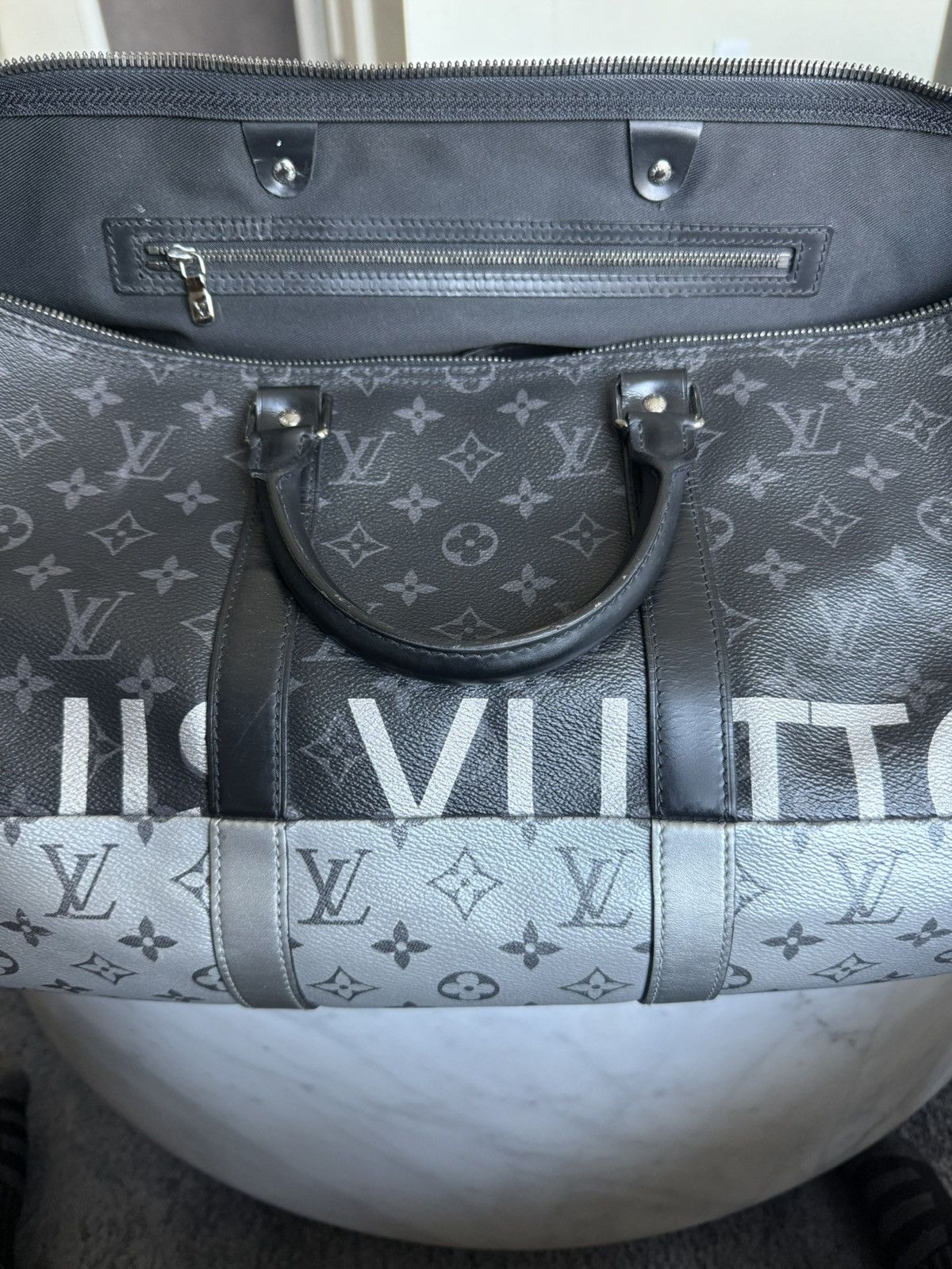 Louis Vuitton Louis Vuitton Keepall 50 – Monogram Split Black/Grey (SS18) Size ONE SIZE - 8 Thumbnail