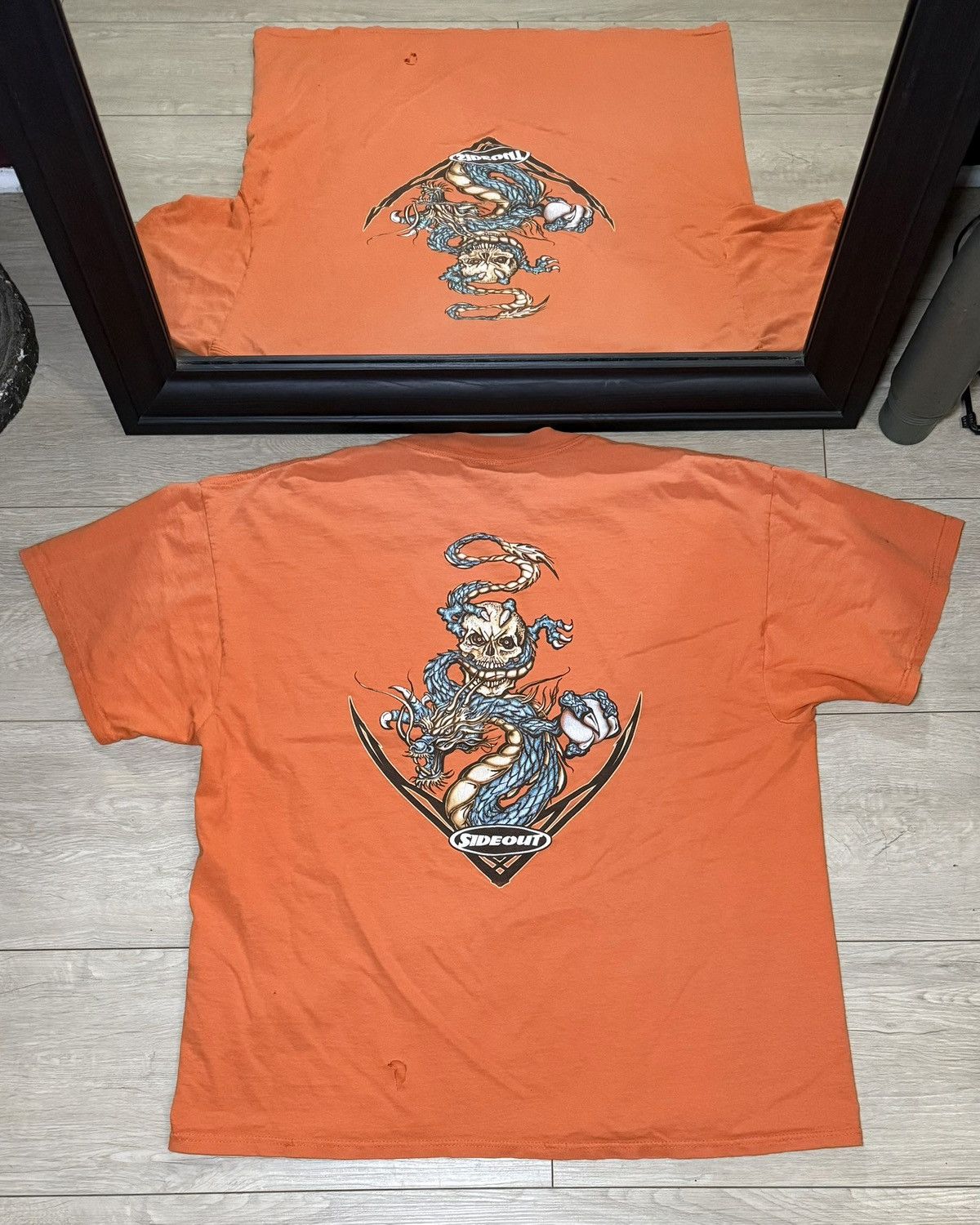 JNCO Y2K 2000s Side Out Skull & Dragon Logo Spellout Shirt Size US XL / EU 56 / 4 - 1 Thumbnail
