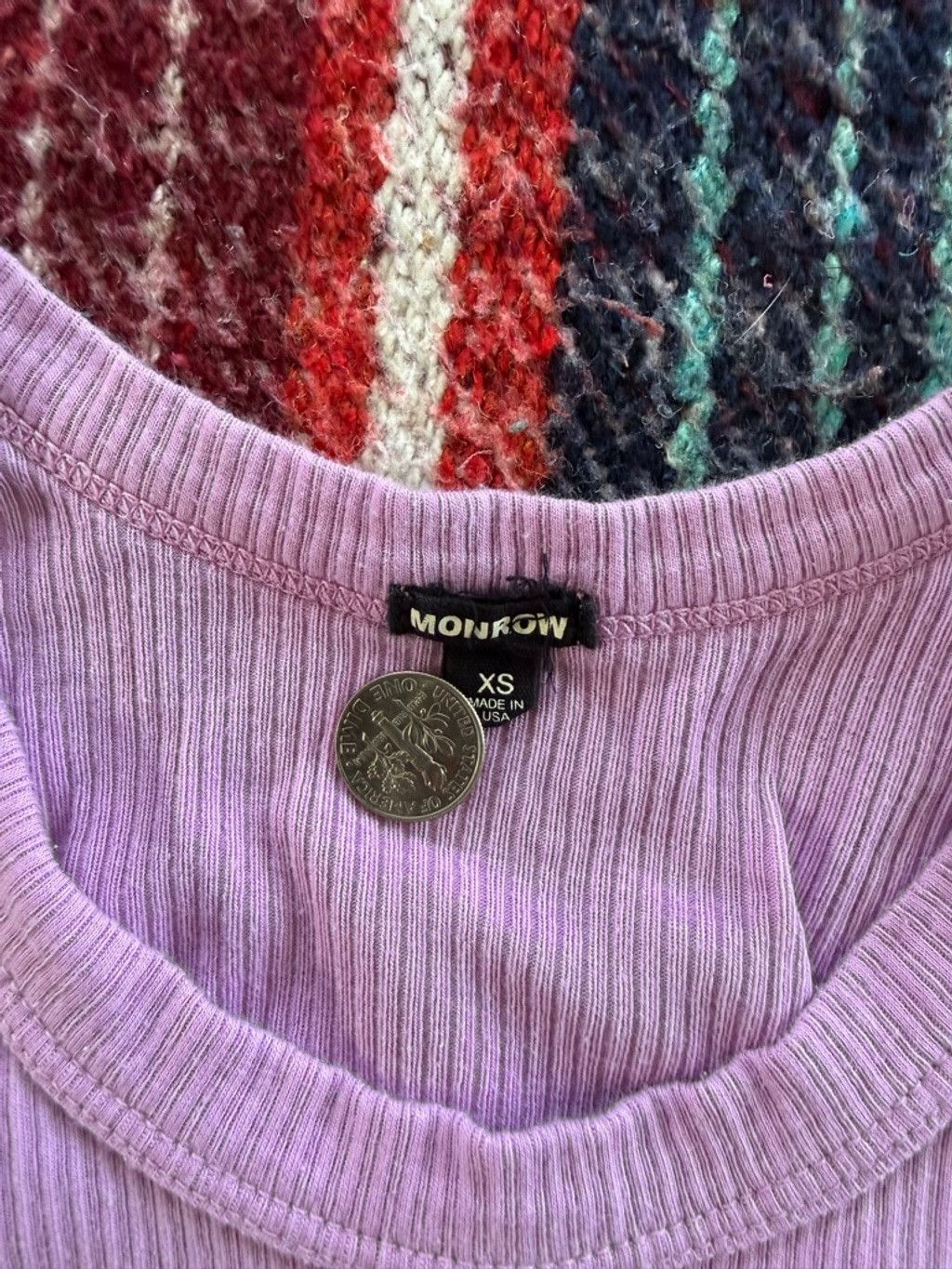 MONROW Women's MONROW Purple Ribbed Tank Top XS Size XS / US 0-2 / IT 36-38 - 4 Thumbnail