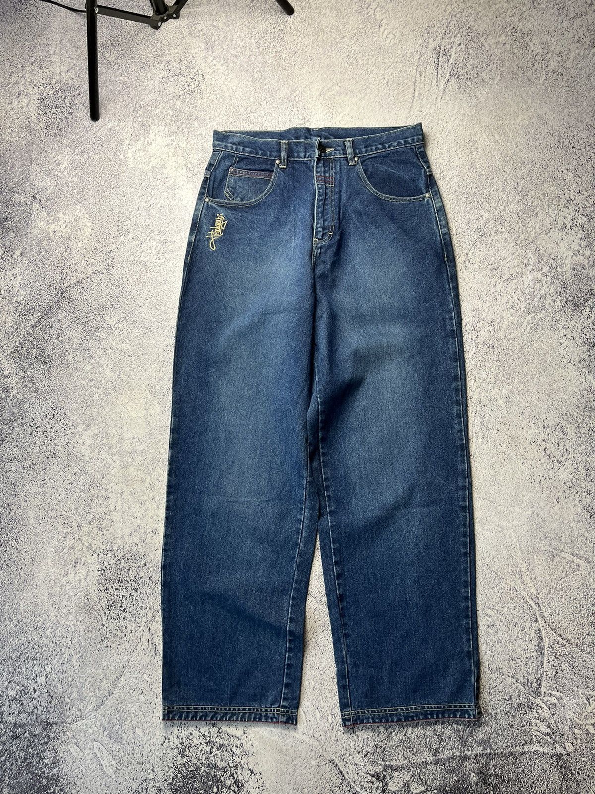 Japanese Brand Vintage Blue Embroidery Baggy Winged Jeans Y2K Size US 32 / EU 48 - 5 Thumbnail