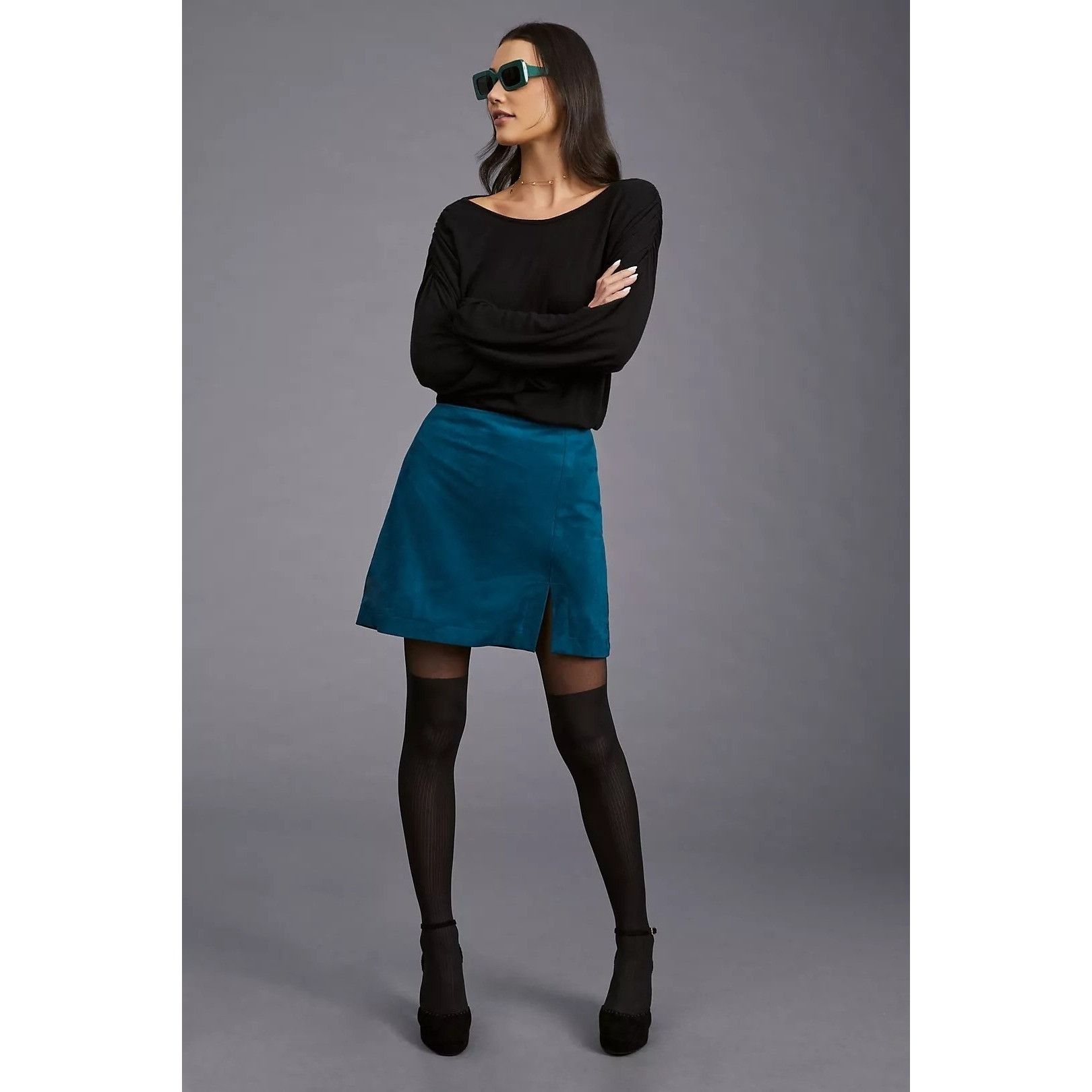 Anthropologie Self Contrast Amadi Black Long-Sleeve Bubble Top Anthropolog Size XS / US 0-2 / IT 36-38 - 2 Thumbnail