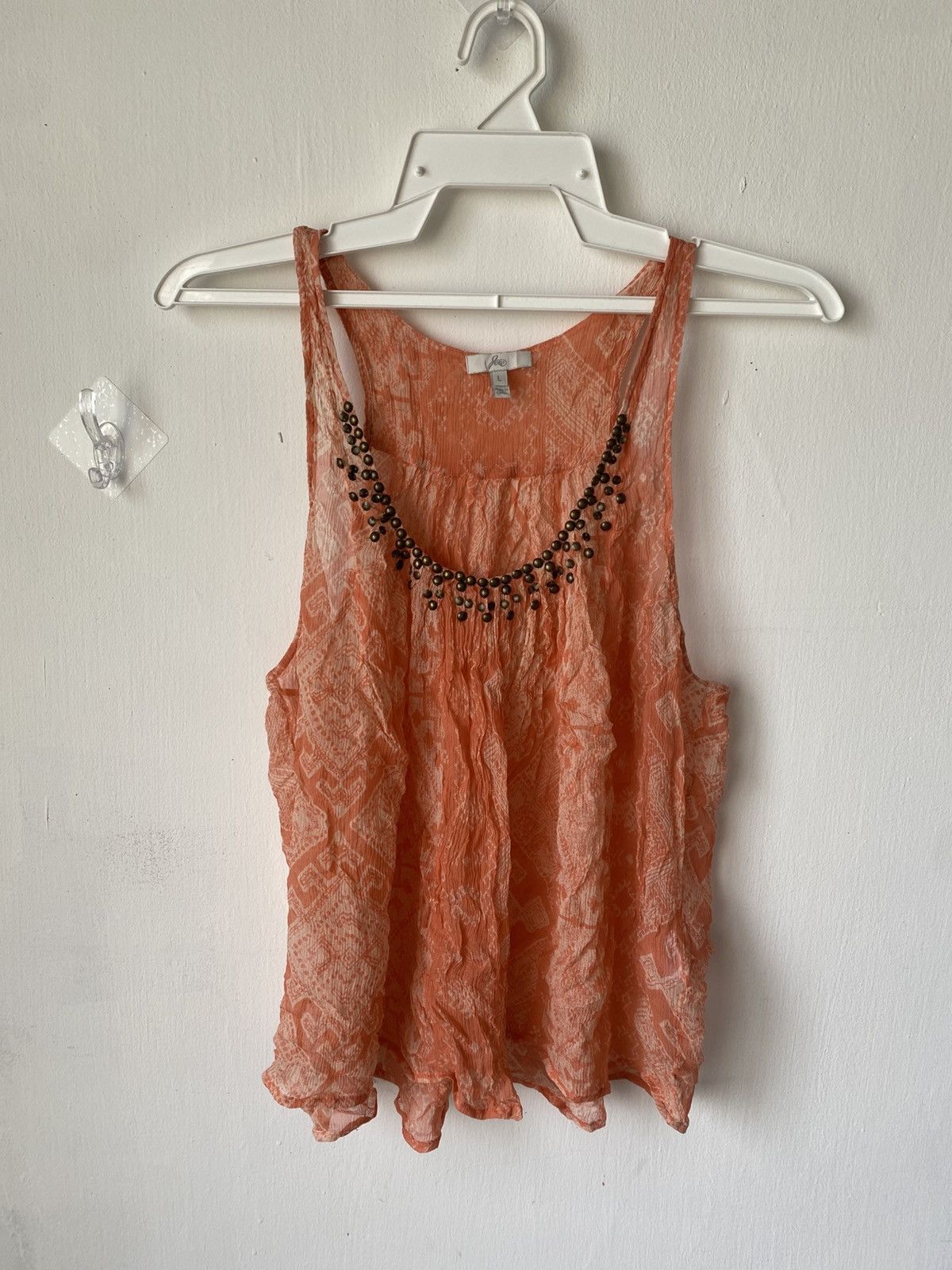 Other Joie Boho Sleeveless Chiffon Top with Beaded Neckline Size L / US 10 / IT 46 - 5 Thumbnail
