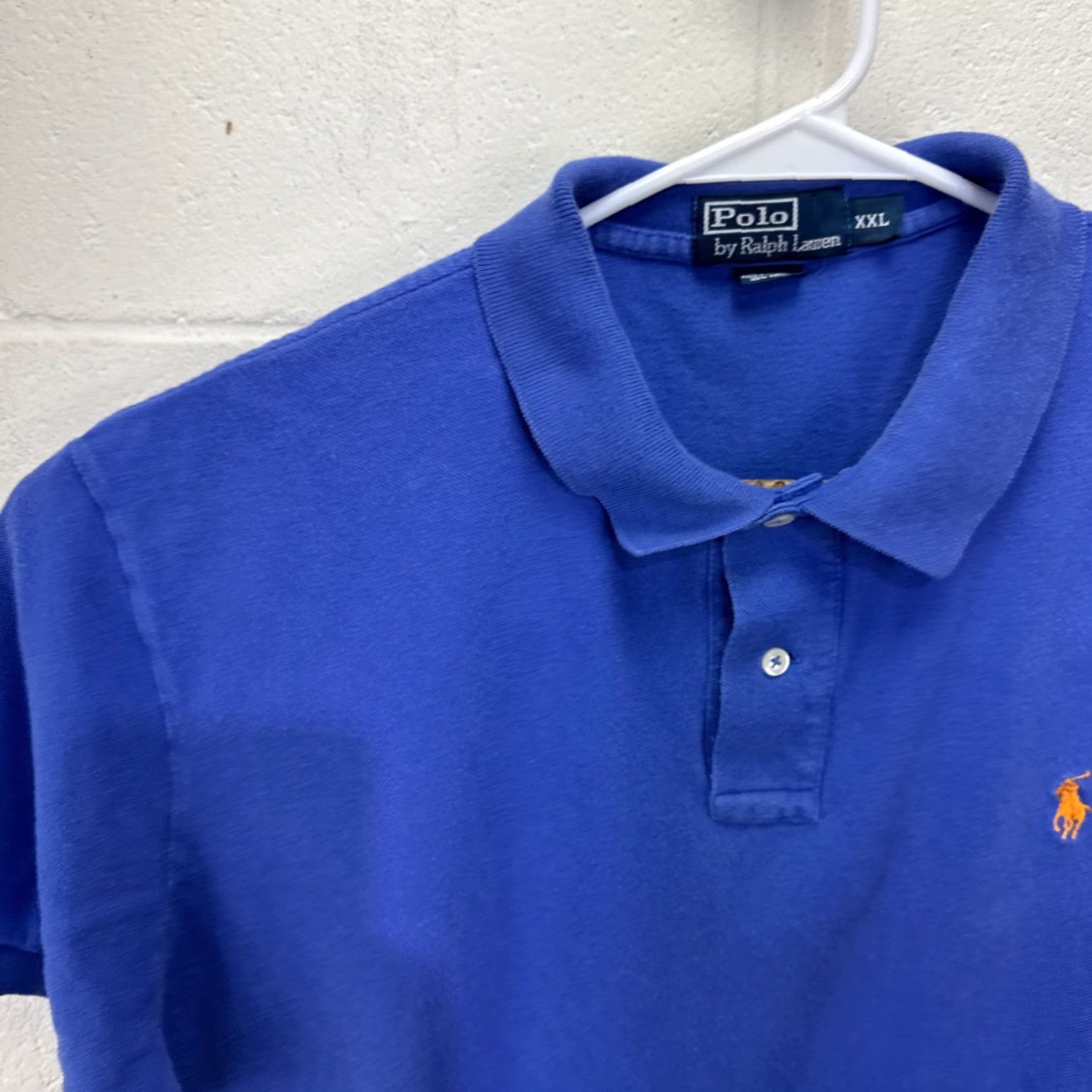 Polo Ralph Lauren VINTAGE Polo Ralph Lauren Men's Polo Shirt 2XL Blue Short Sleeve Casual All Seasons Logo 80s 90s Size US XXL / EU 58 / 5 - 3 Thumbnail