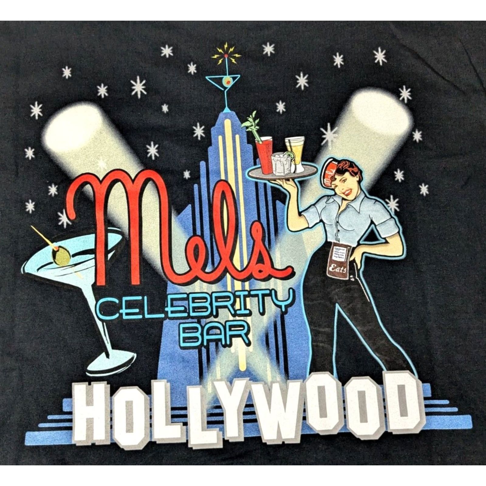 Vintage MELS CELEBRITY BAR HOLLYWOOD Men XL Black Double-Sided T-Shirt EUC Size US XL / EU 56 / 4 - 2 Thumbnail